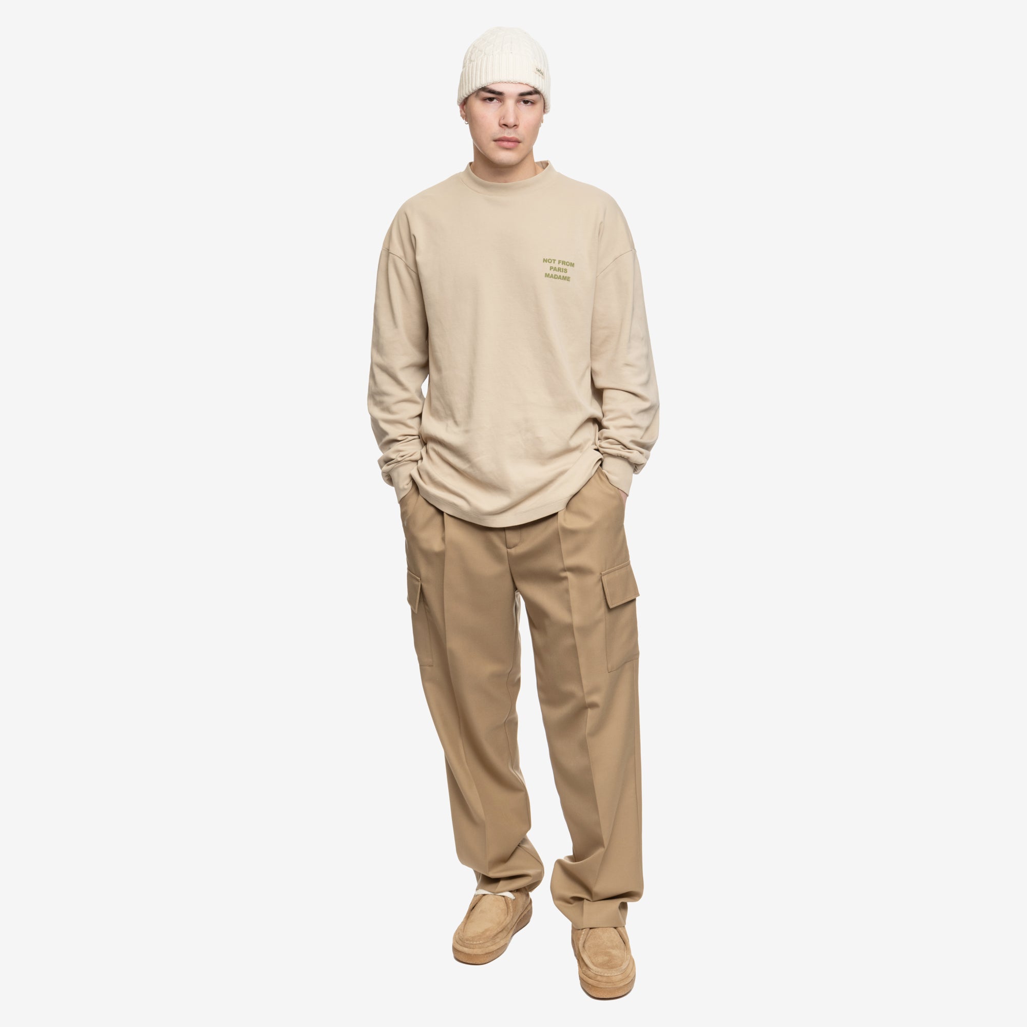Drôle de Monsieur Le Pantalon Cargo Flanelle Beige - 2