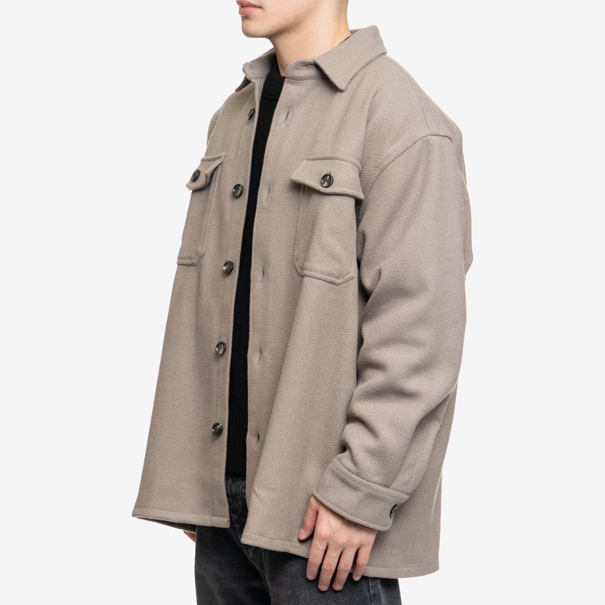 AMI Maxi Overshirt Taupe - 3