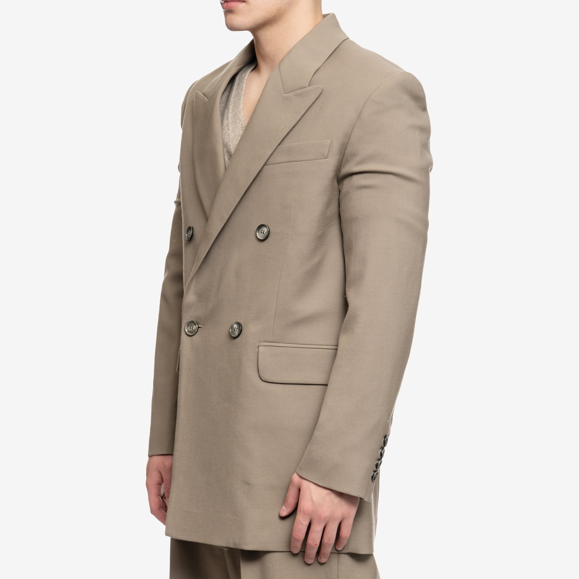 AMI Double Breasted Oversize Jacket Taupe - 3