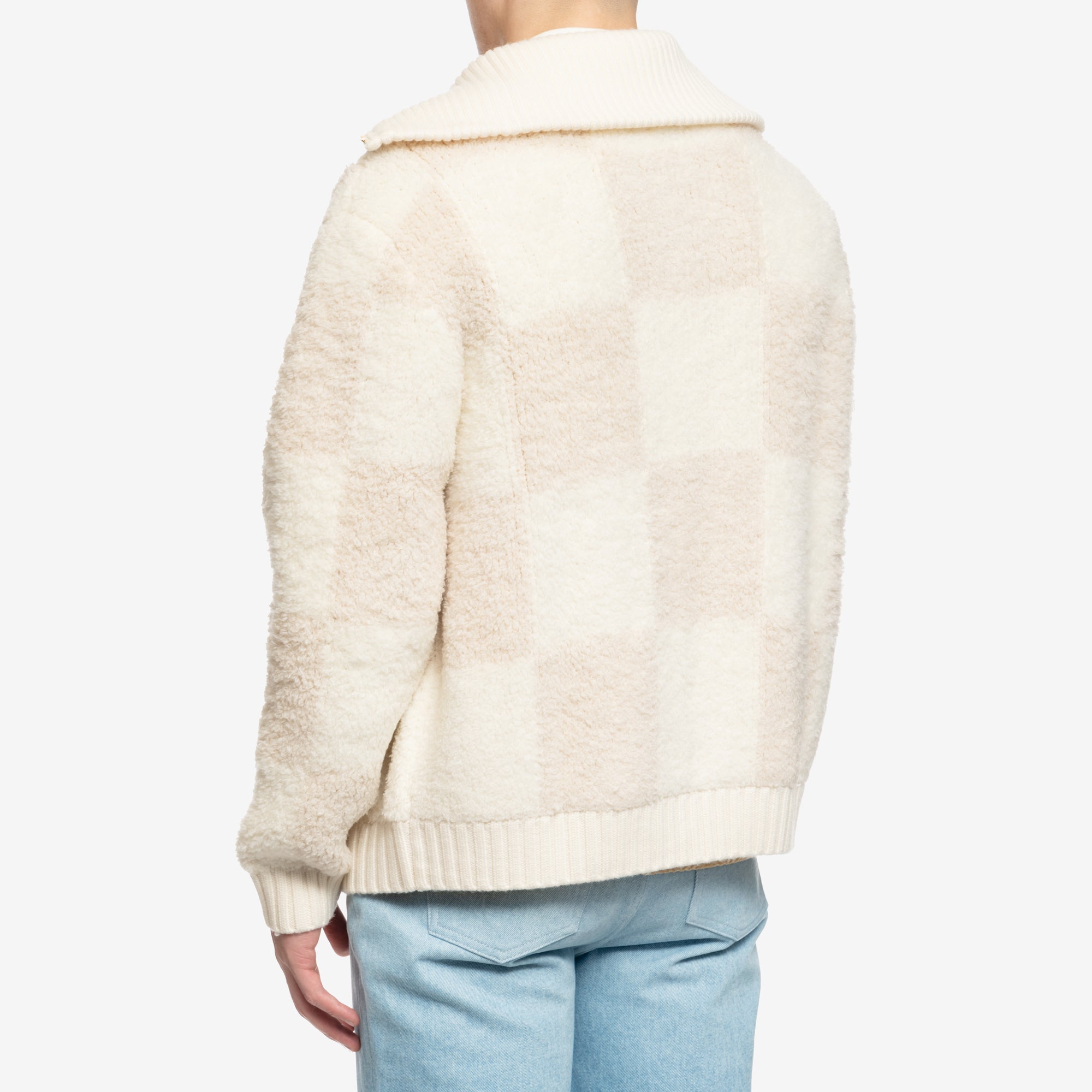 Casablanca Checked Boucle Cardigan Beige - 4