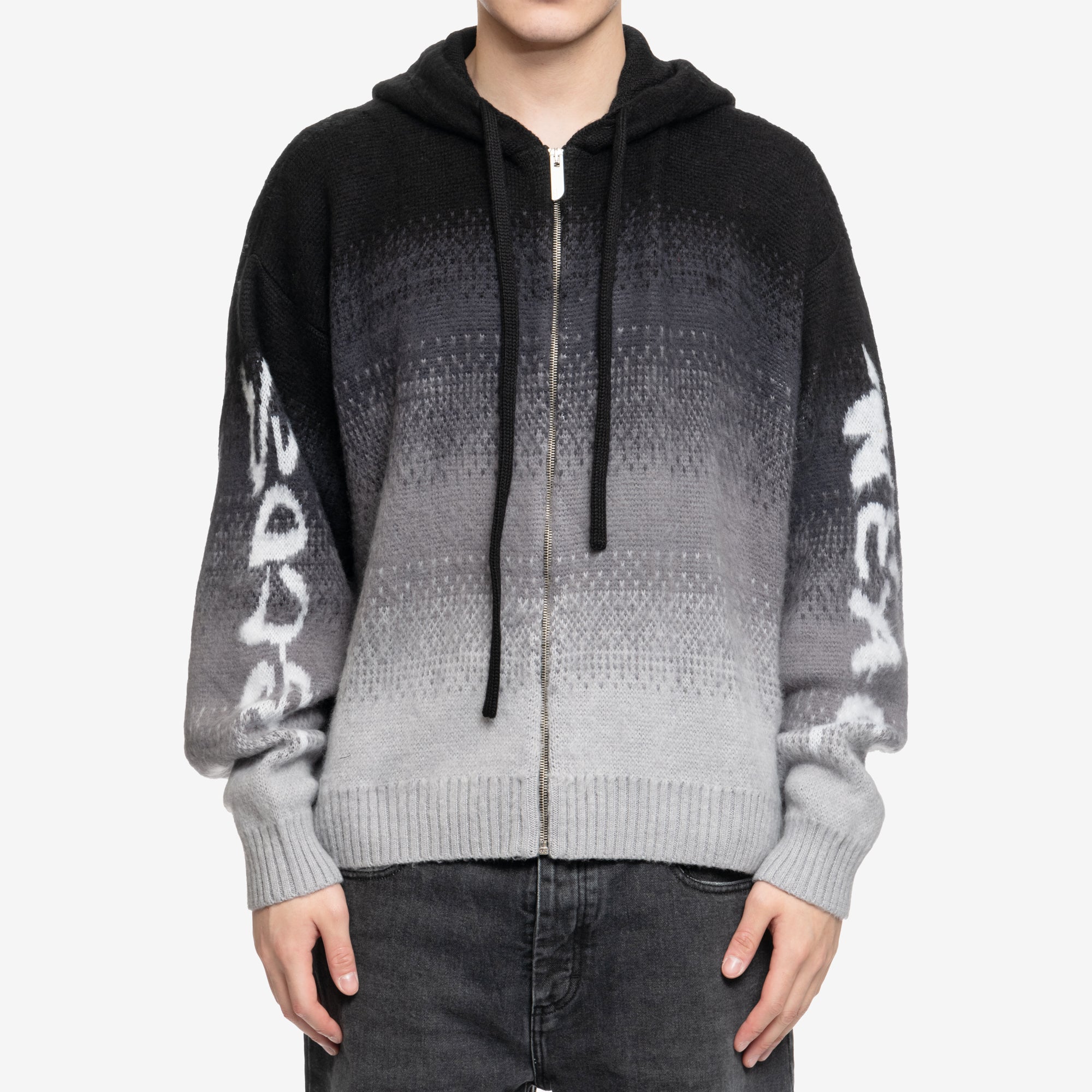 GCDS Brushed Degrade Zip Up Hoody Black - 1
