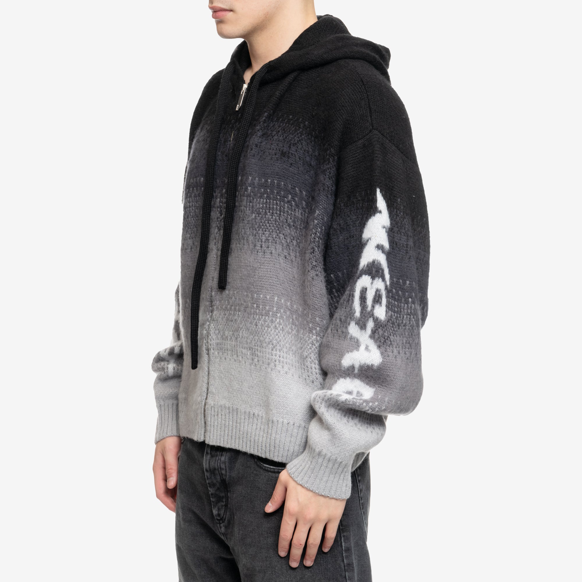 GCDS Brushed Degrade Zip Up Hoody Black - 3