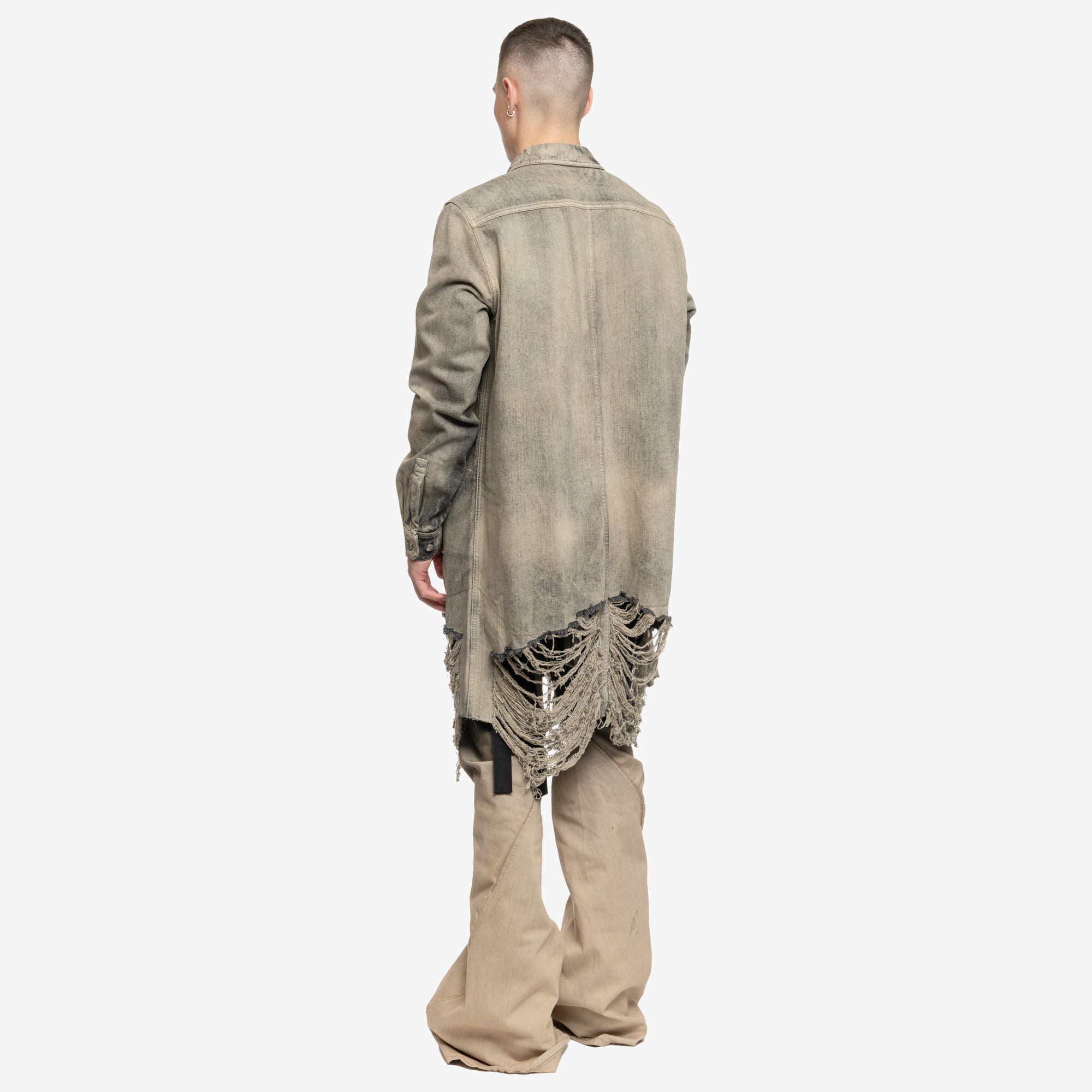 Rick Owens Luxor Fringed Denim Jacket Mineral - 4
