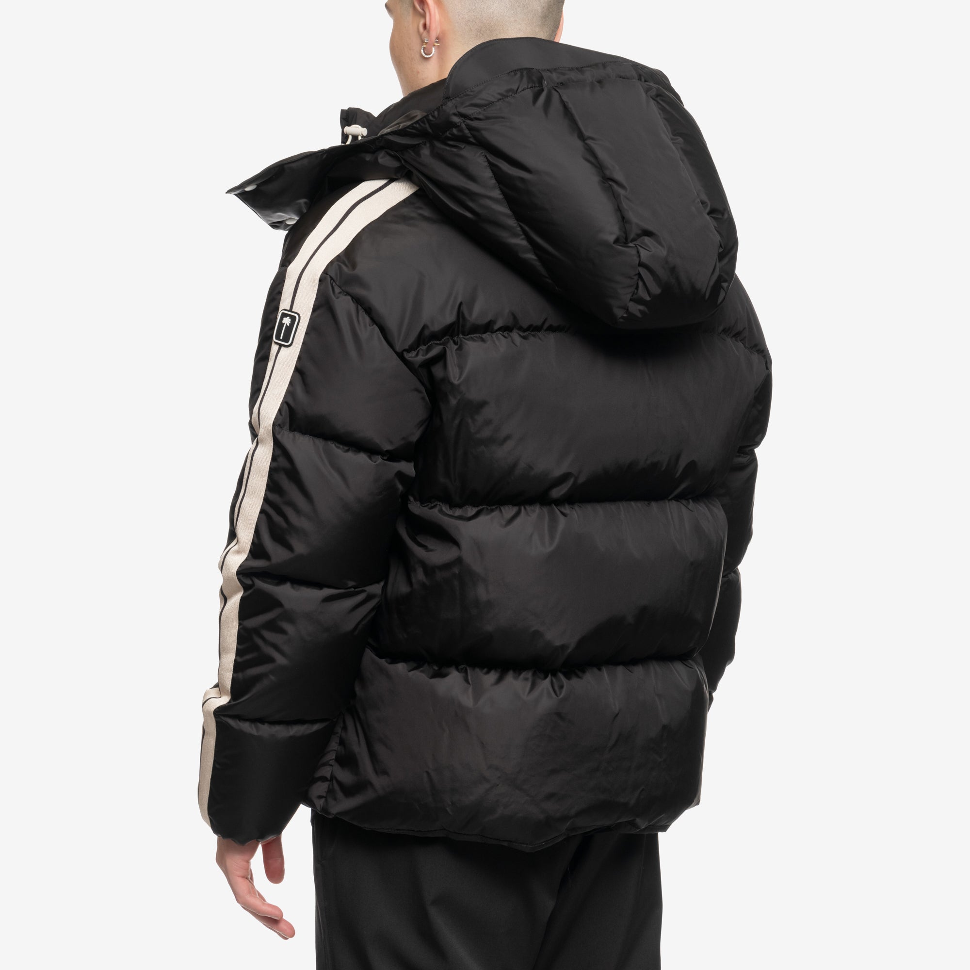Palm Angels Hooded Track Down Jacket Black - 4