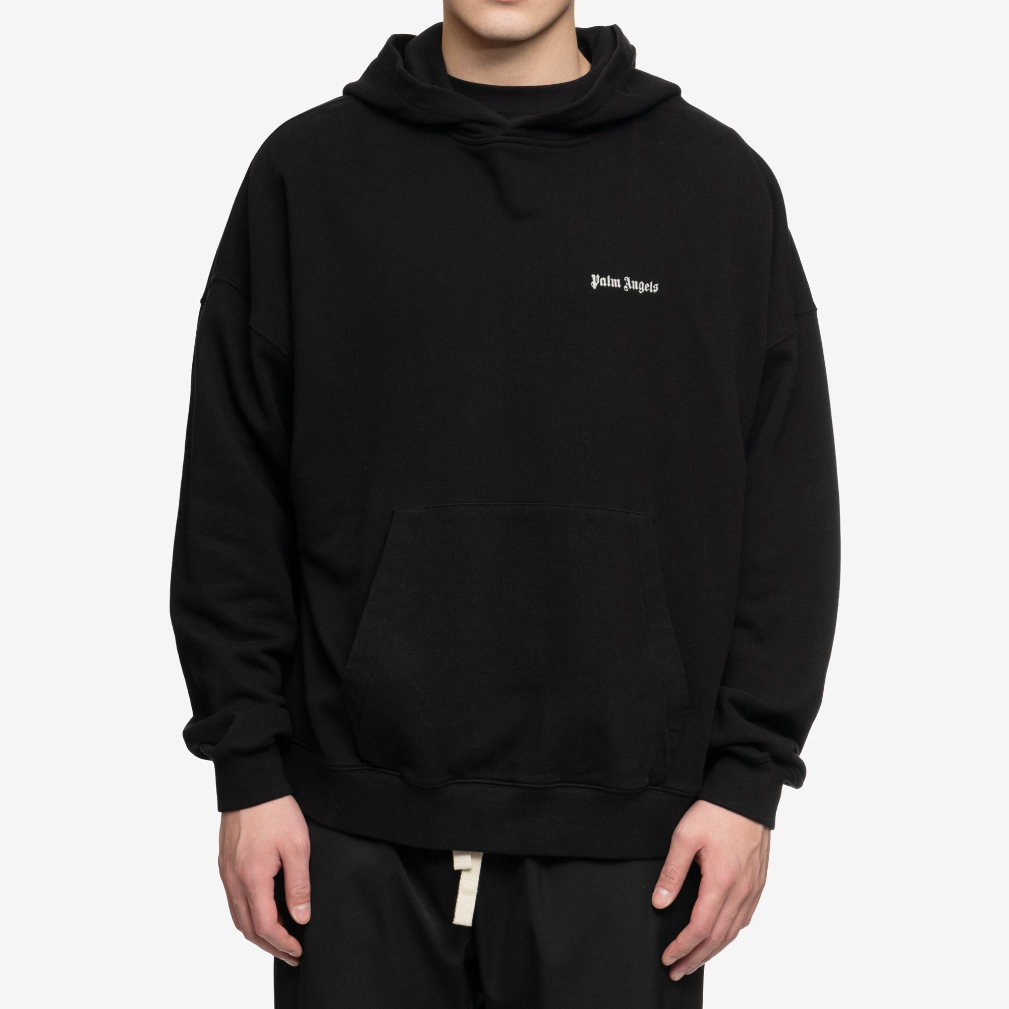 Palm Angels Embroidered Logo Hoody Black - 1