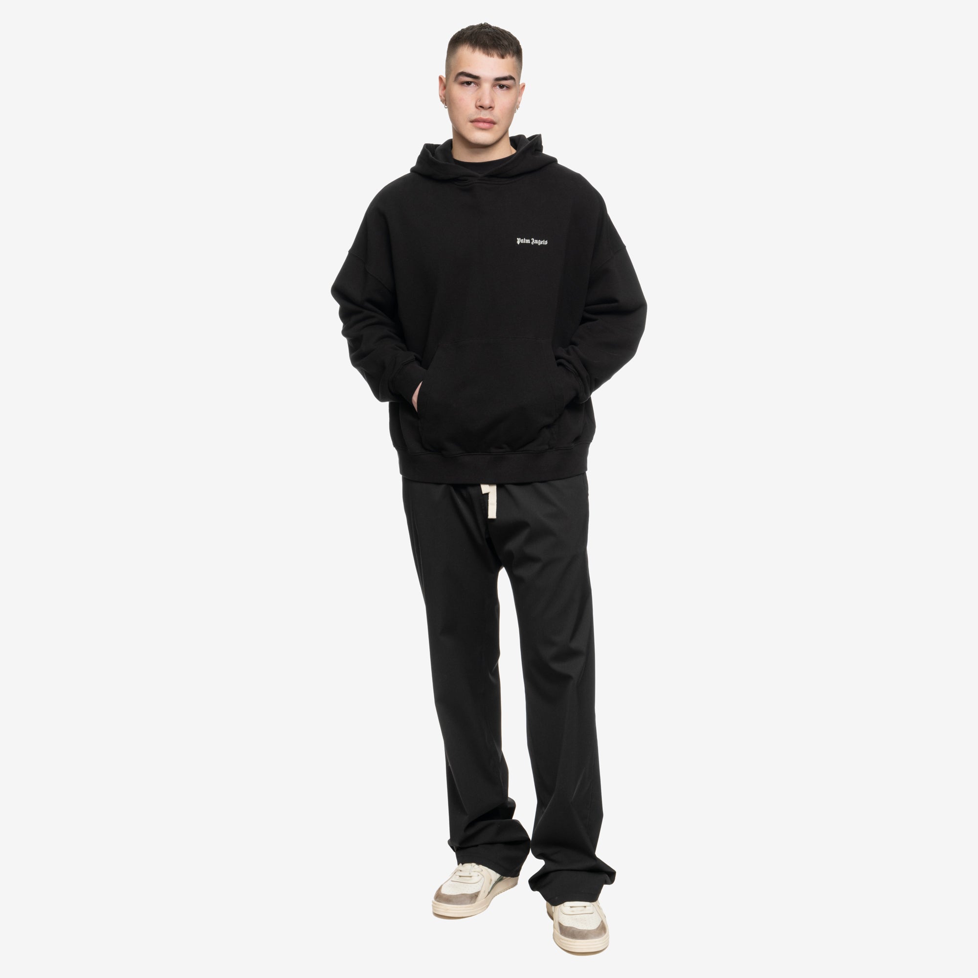 Palm Angels Embroidered Logo Hoody Black - 2