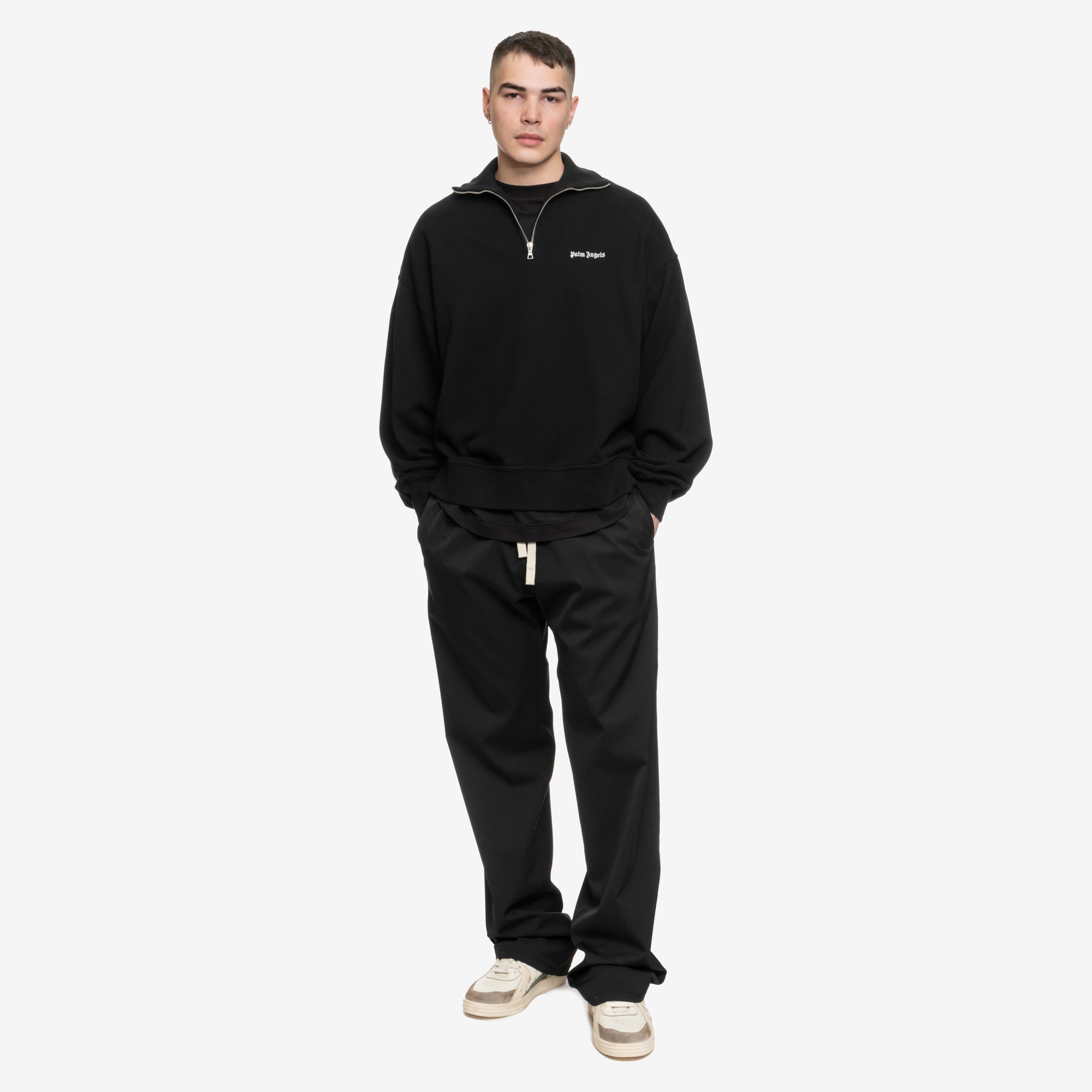 Palm Angels Embroidered Logo High Neck Sweatshirt Black - 2