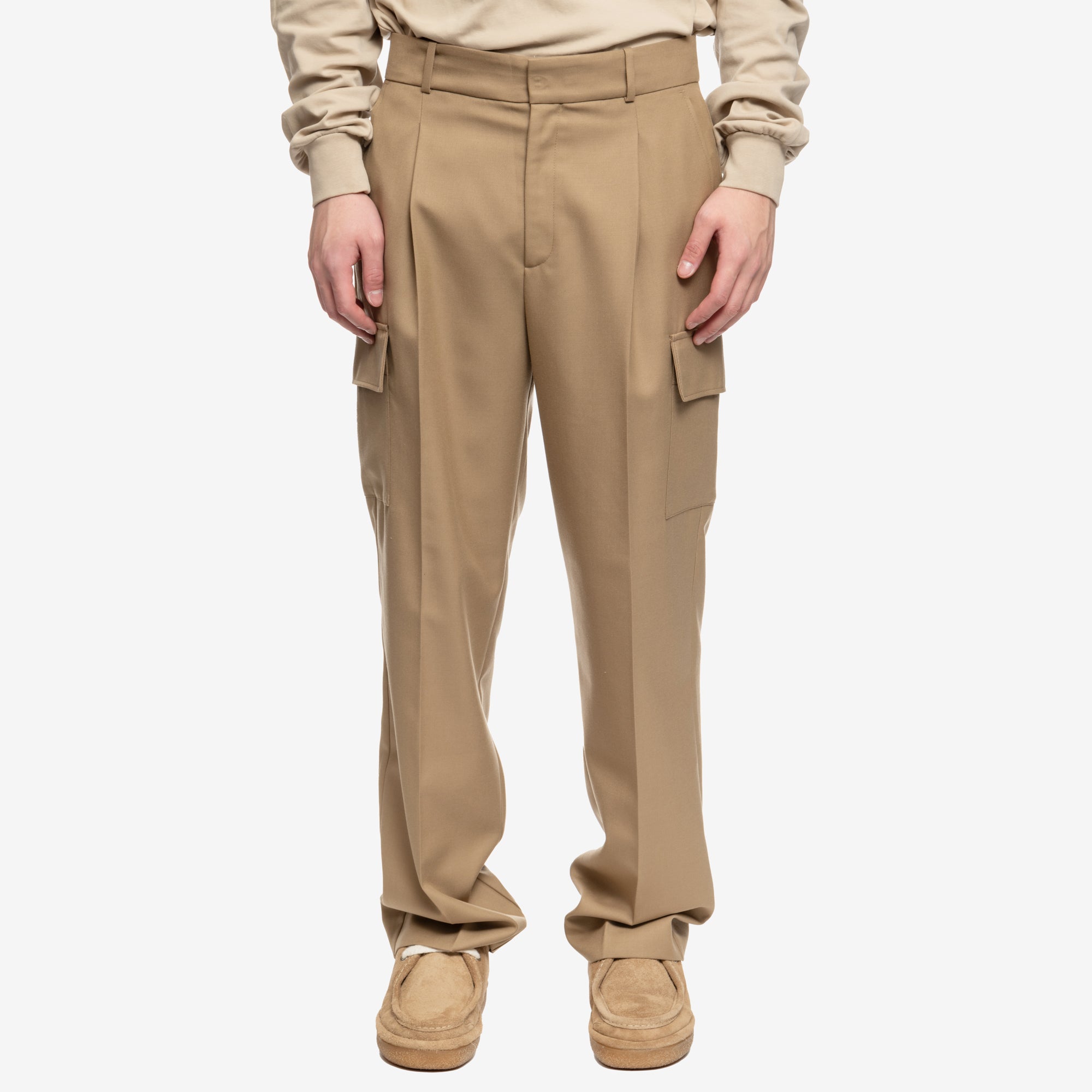 Drôle de Monsieur Le Pantalon Cargo Flanelle Beige - 1