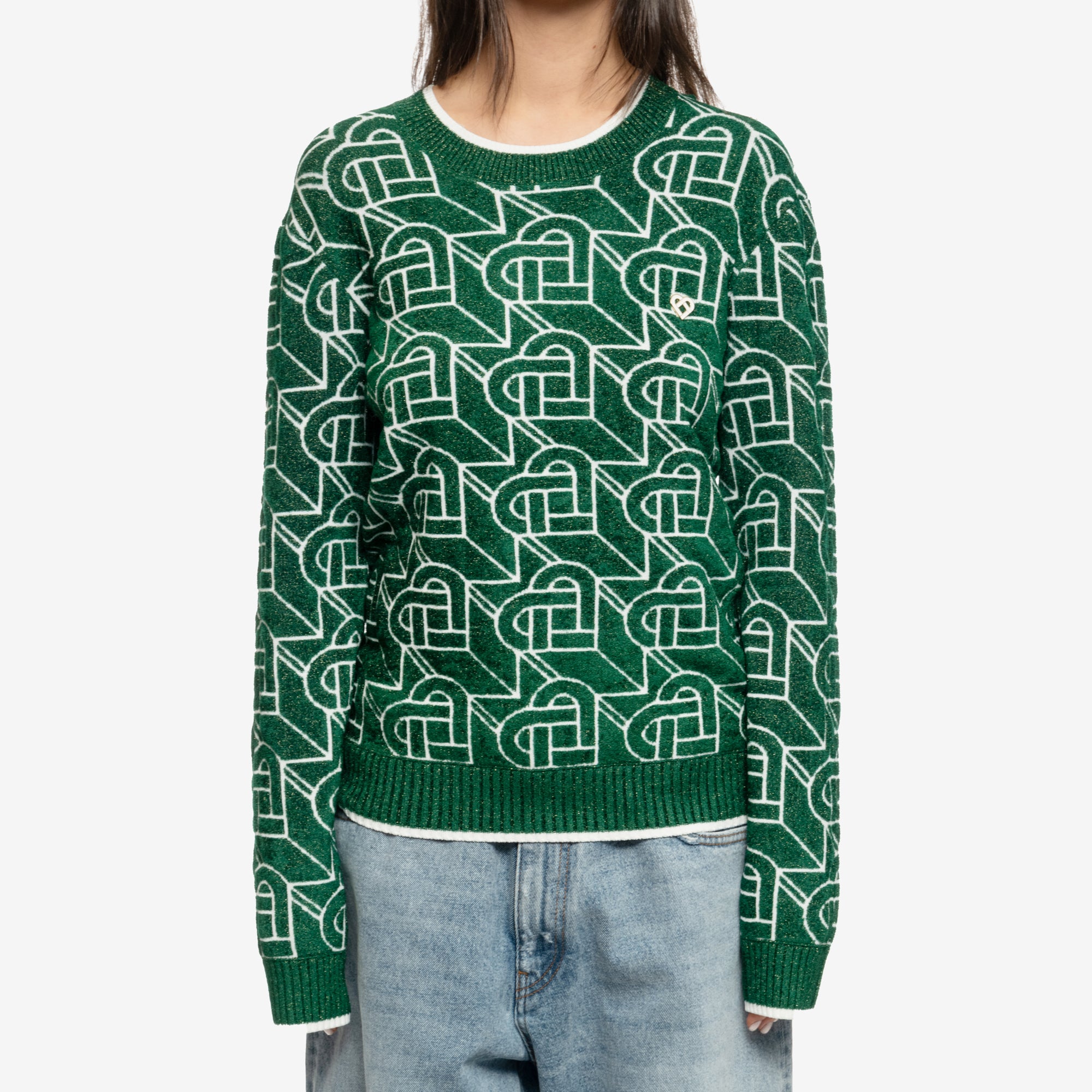 Casablanca Heart Monogram Sweater Green - 6