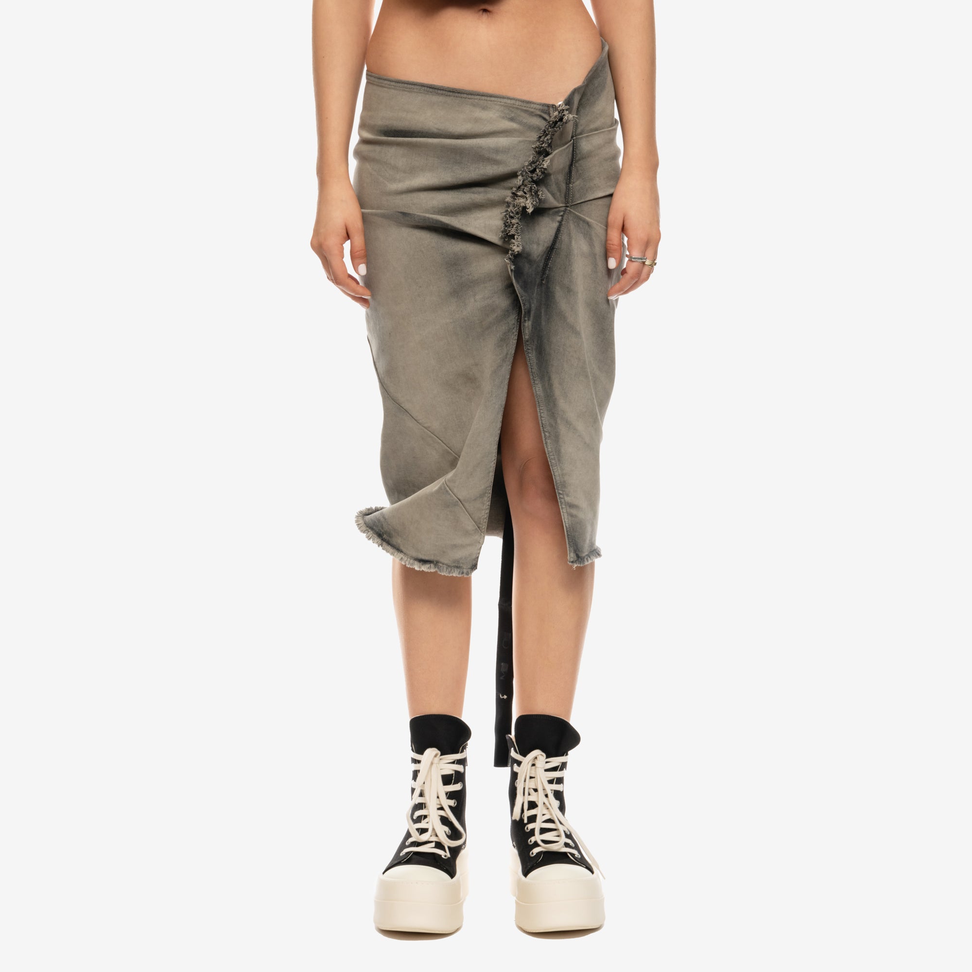 Rick Owens DRKSHDW Womens EDFU Knee Skirt Mineral Pearl - 1