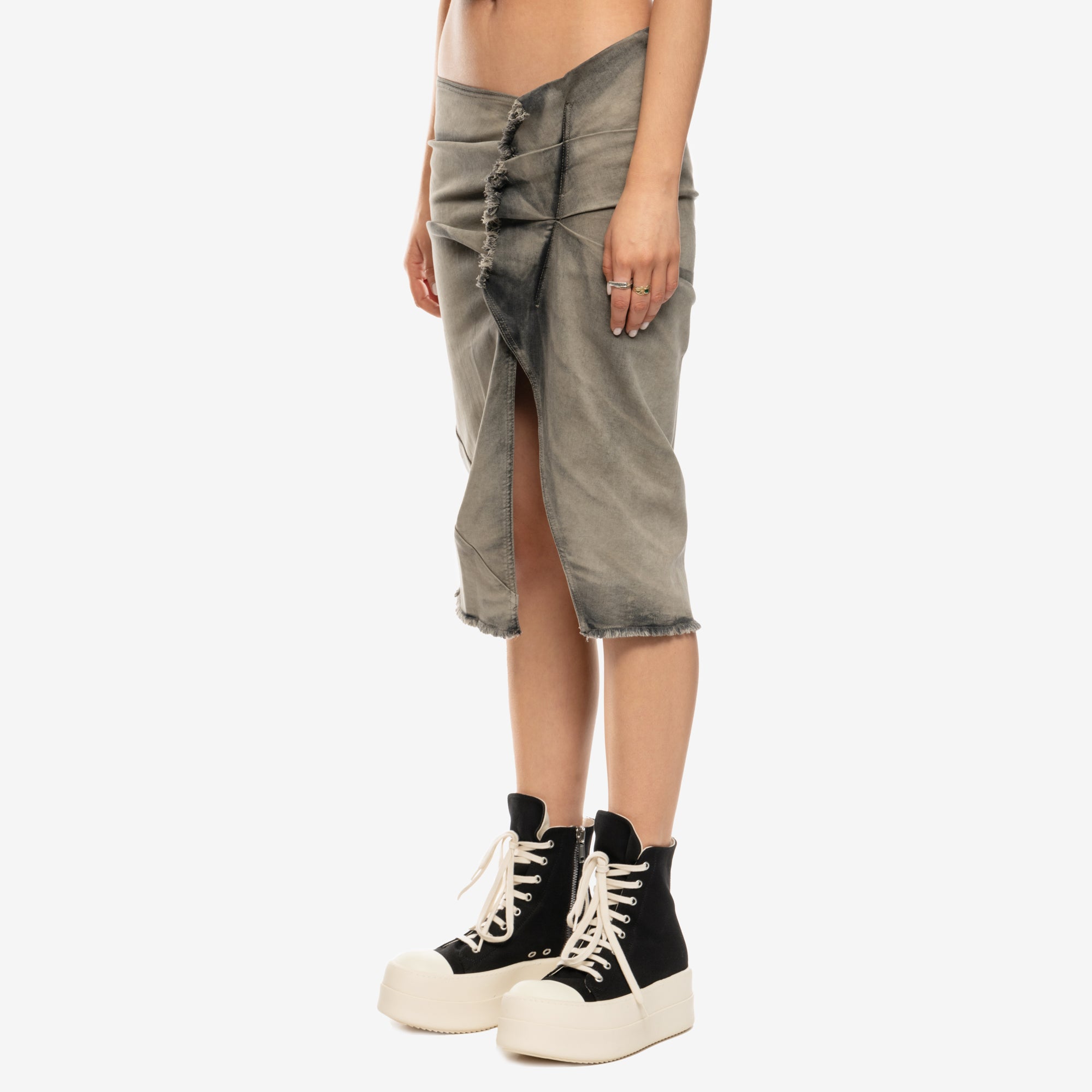 Rick Owens DRKSHDW Womens EDFU Knee Skirt Mineral Pearl - 3