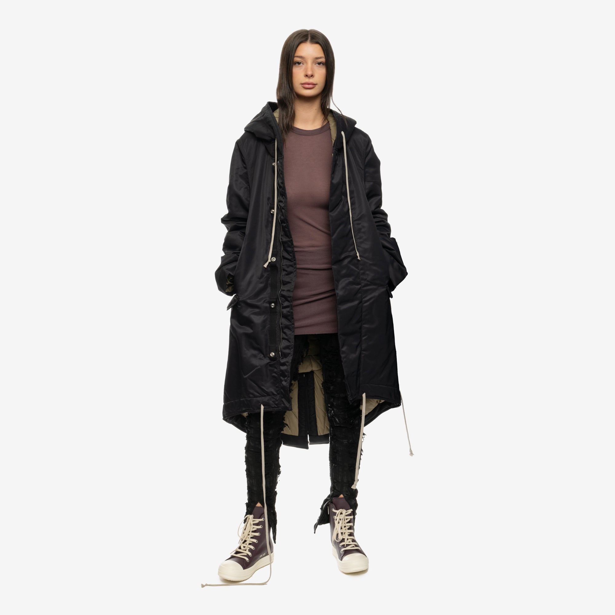 Rick Owens DRKSHDW Womens Luxor Fishtail Padded Parka Black - 2