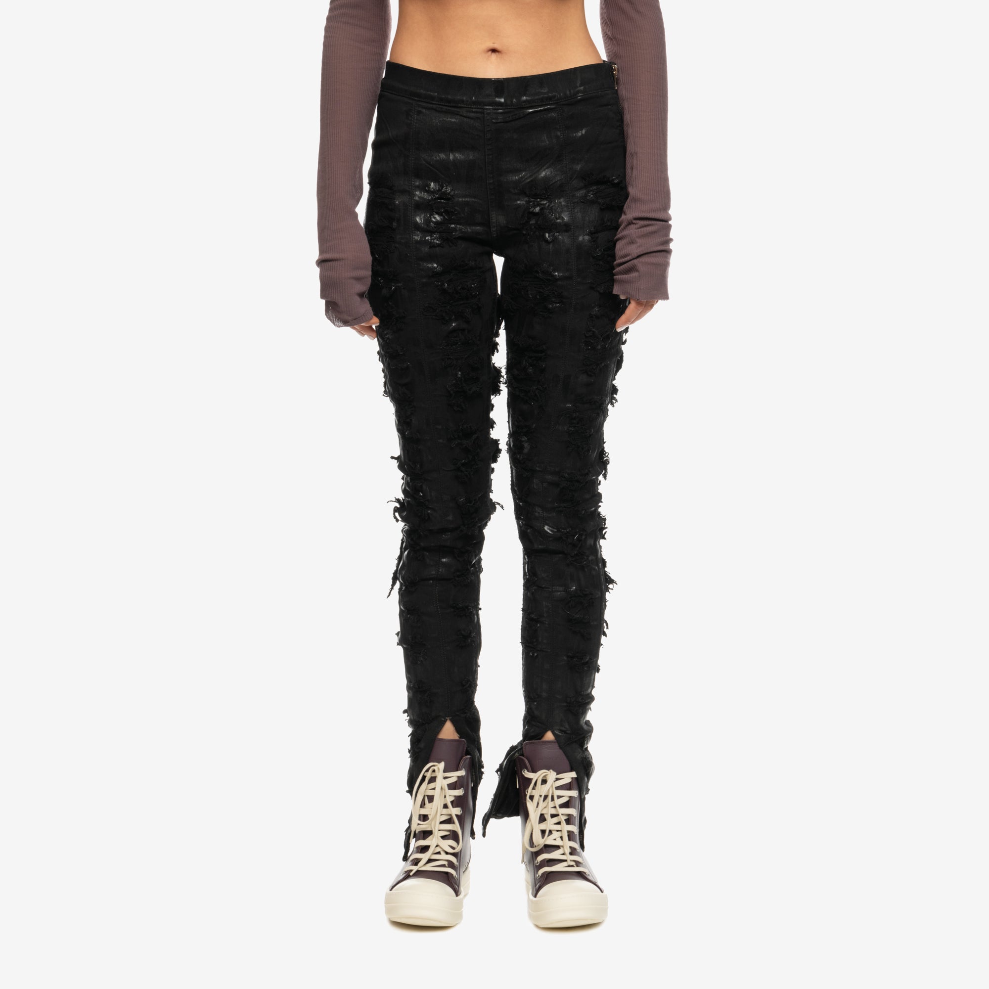 Rick Owens DRKSHDW Womens Luxor Front Slit Leggings Black - 1