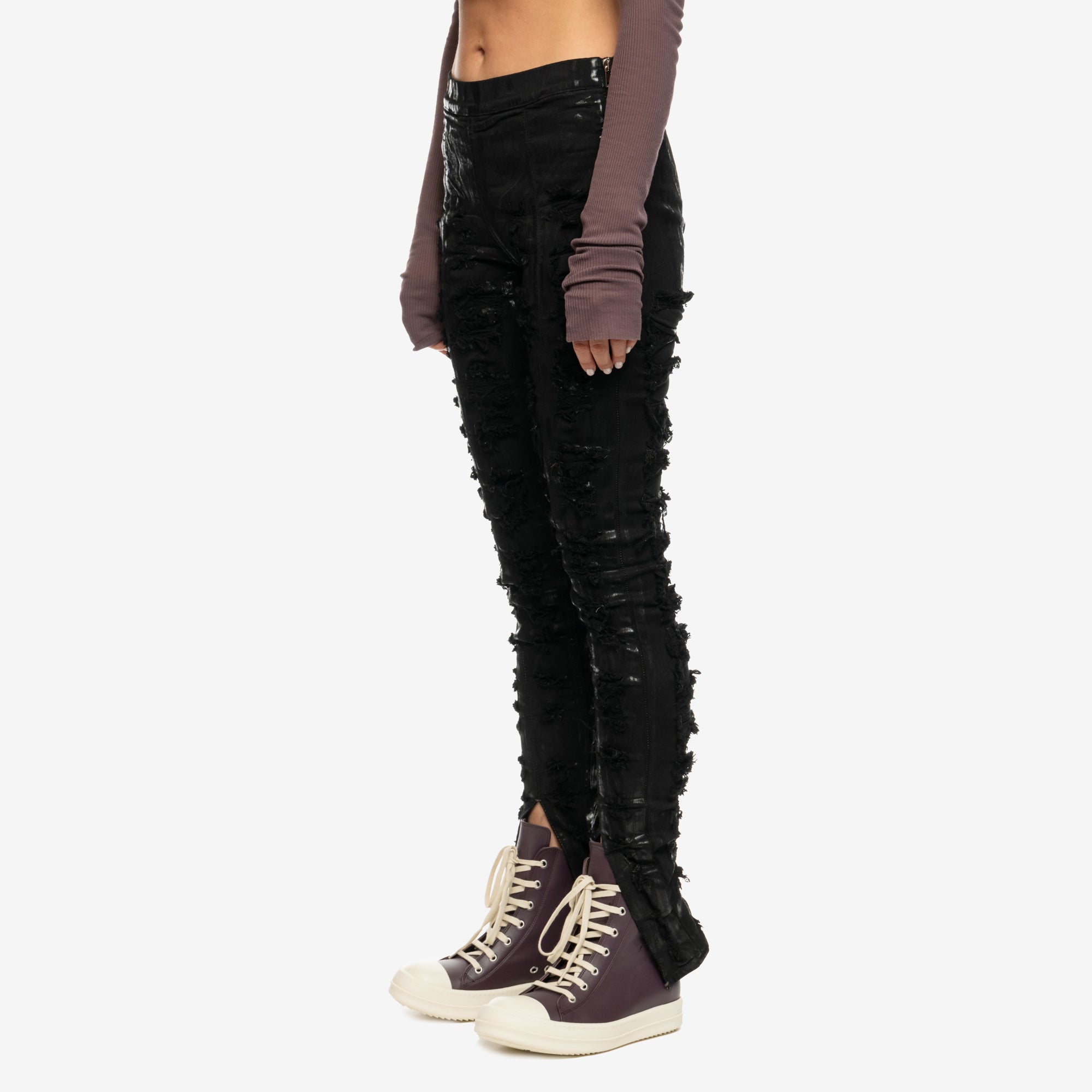 Rick Owens DRKSHDW Womens Luxor Front Slit Leggings Black - 3