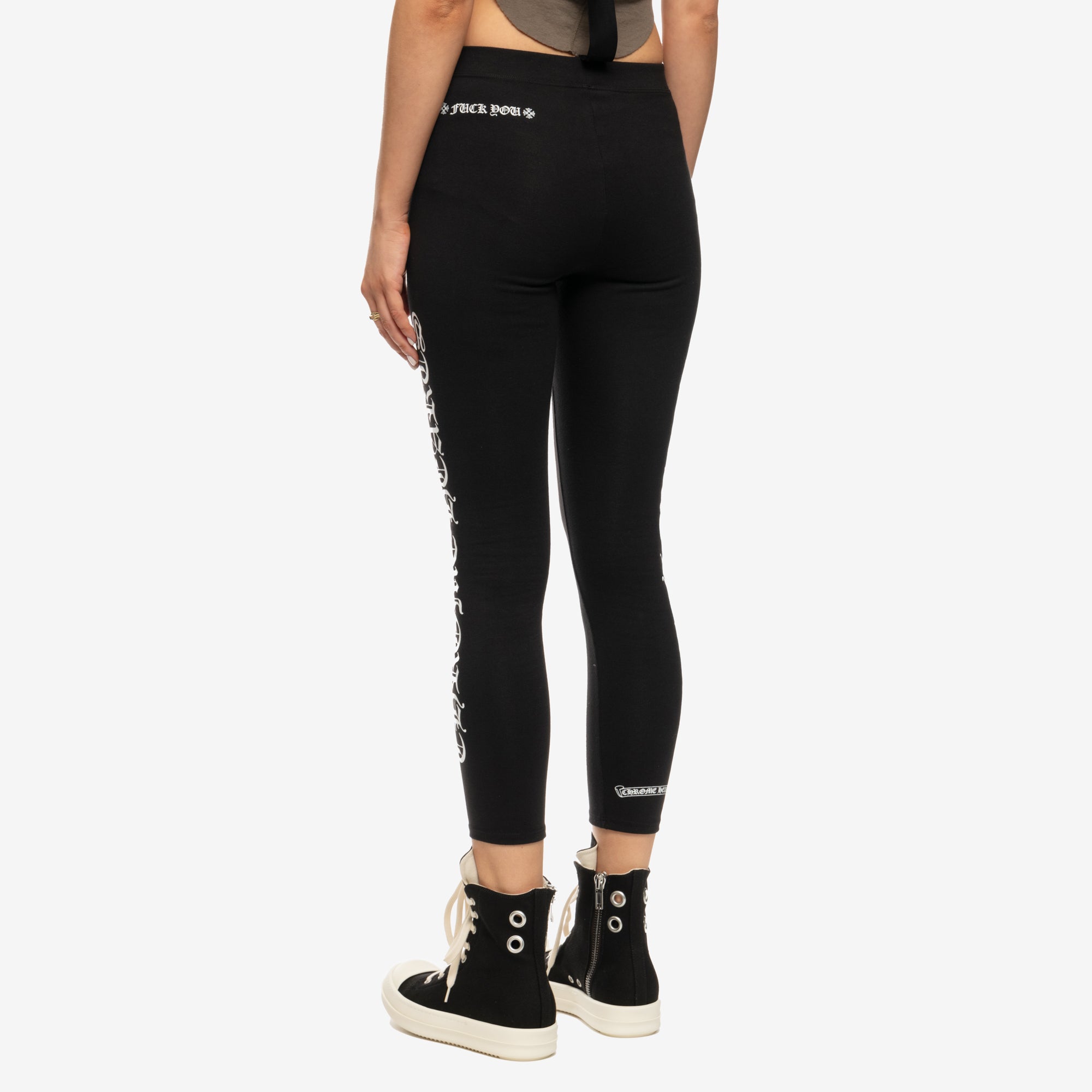 Chrome Hearts Womens CH Scroll Script Leggings Black - 4
