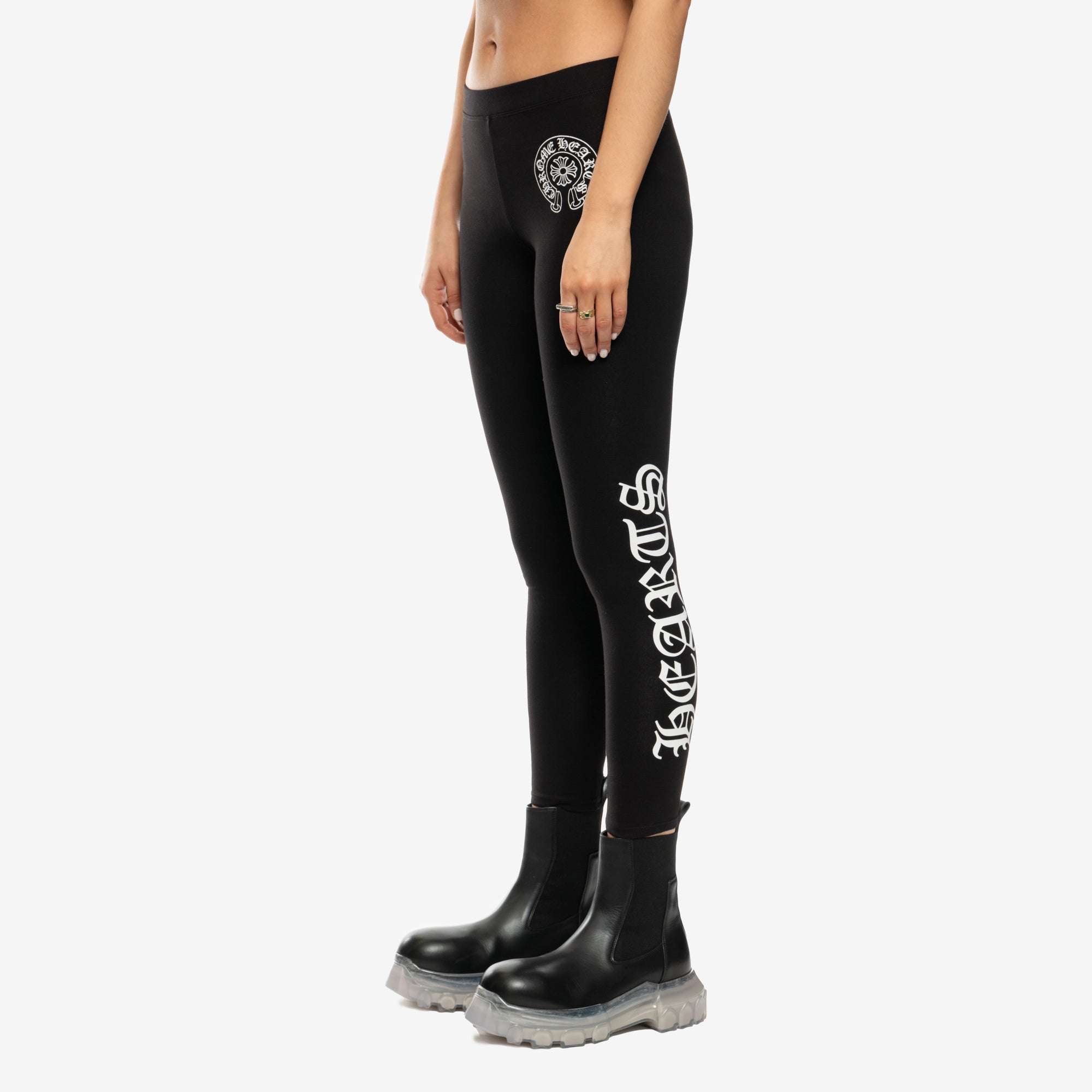Chrome Hearts CH Horseshoe Plus Script Leggings Black - 2