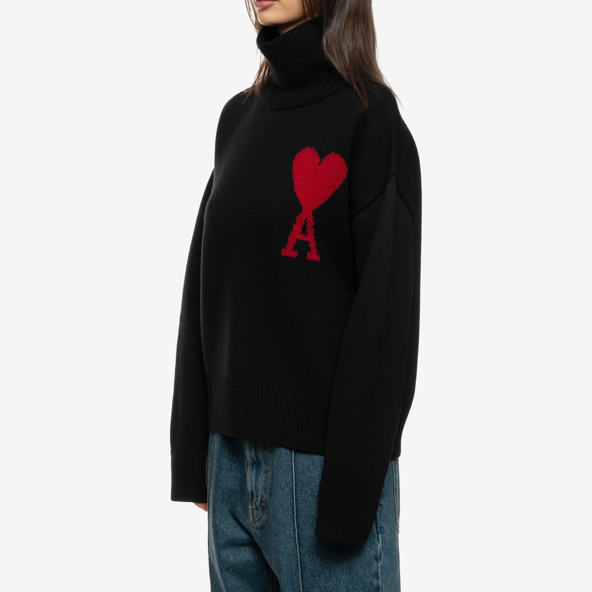 AMI Ami de Coeur Turtleneck Sweater Black - 6
