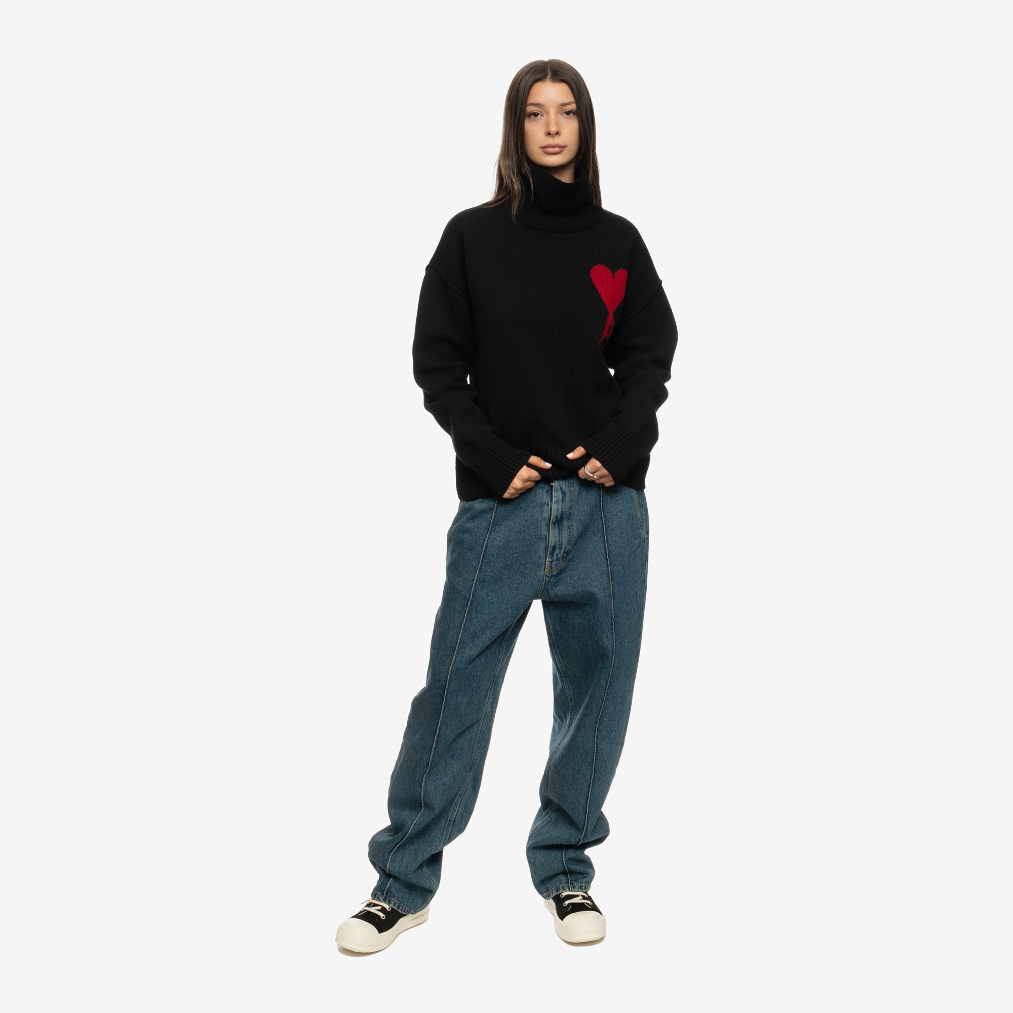 AMI Ami de Coeur Turtleneck Sweater Black - 8