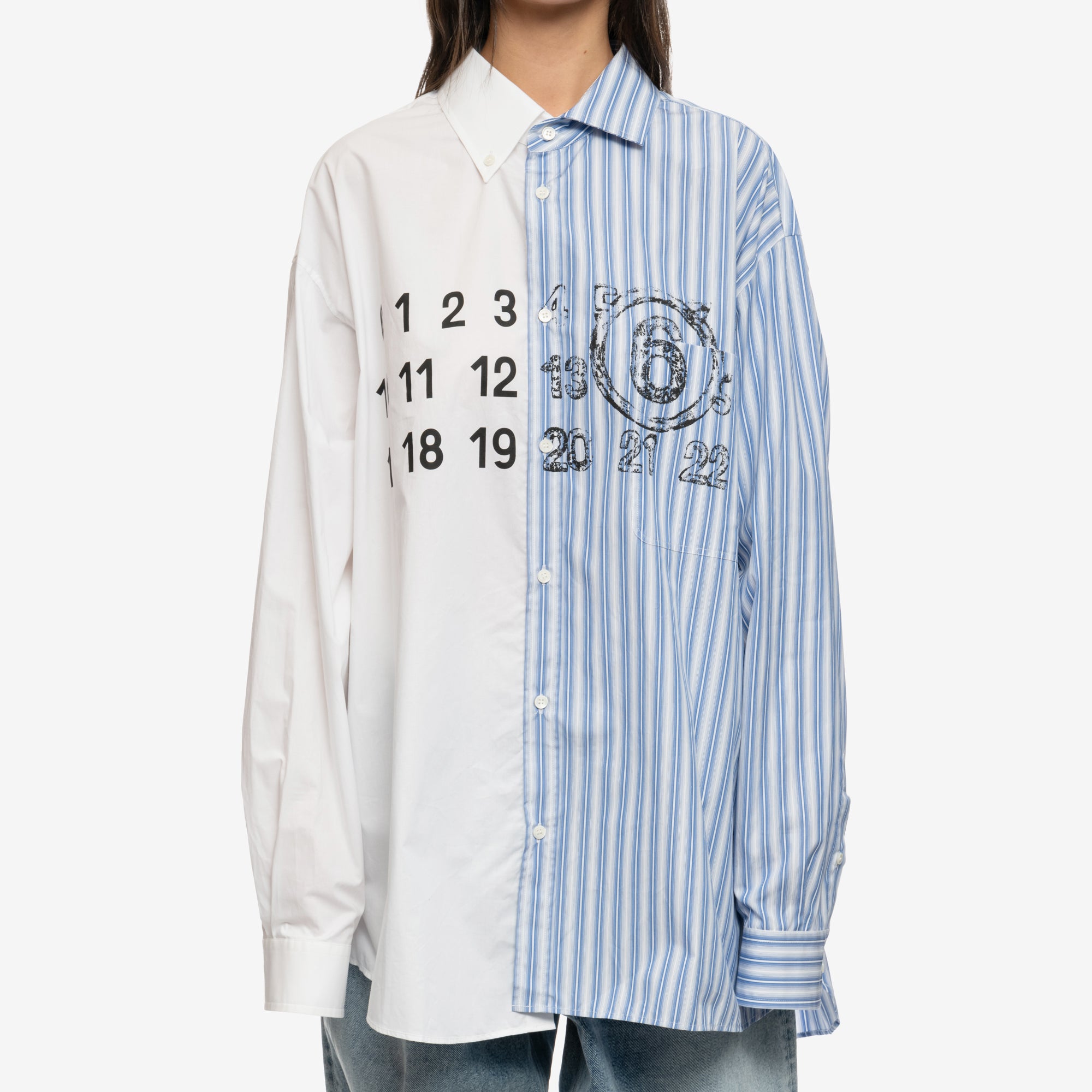 MM6 Plain Stripe Shirt White - 6