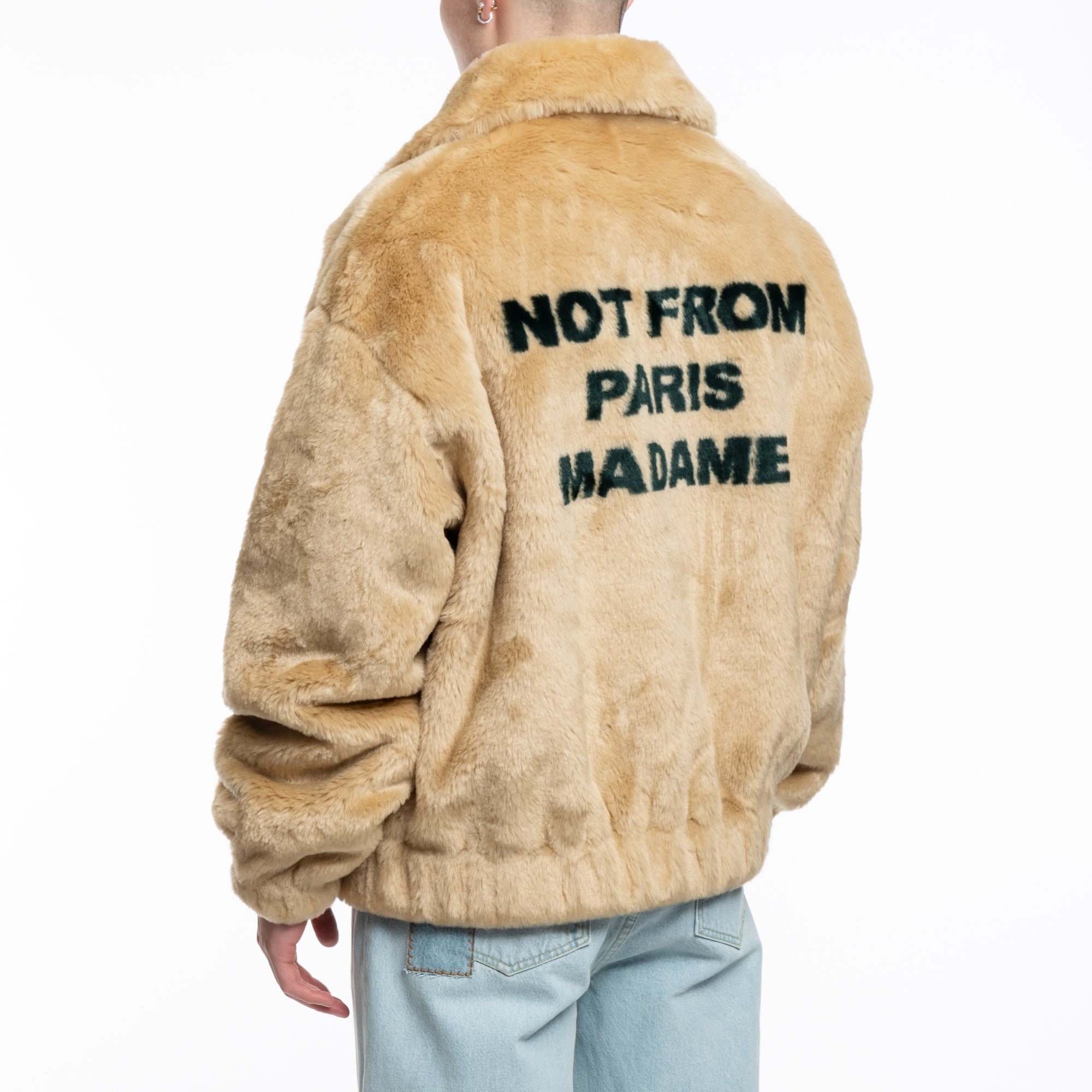 Drôle de Monsieur La Fausse Fourrure Slogan Beige - 4