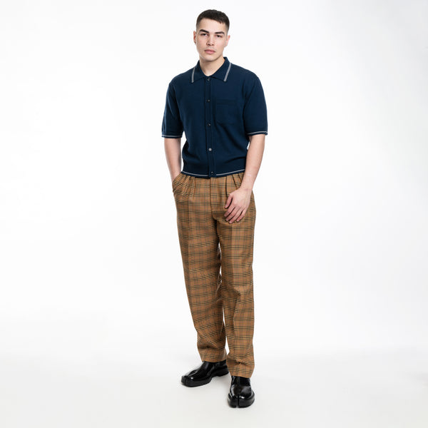 Checked Pleated Tailored Pants