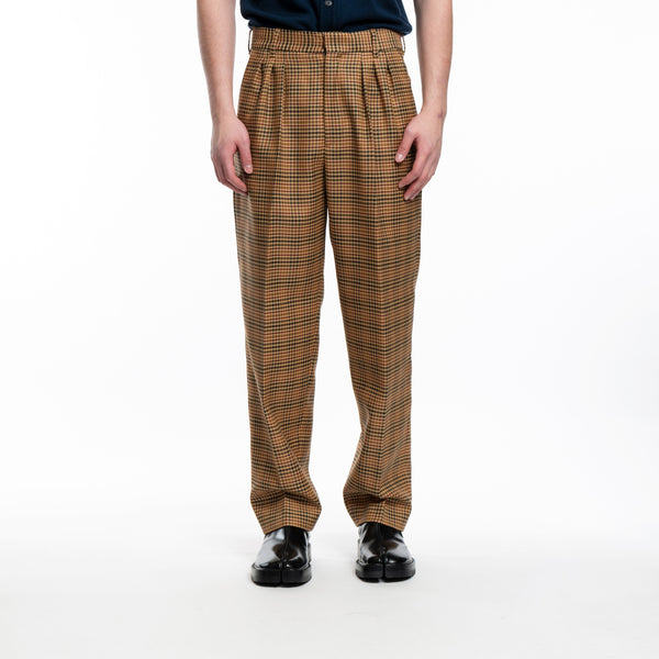 Checked Pleated Tailored Pants