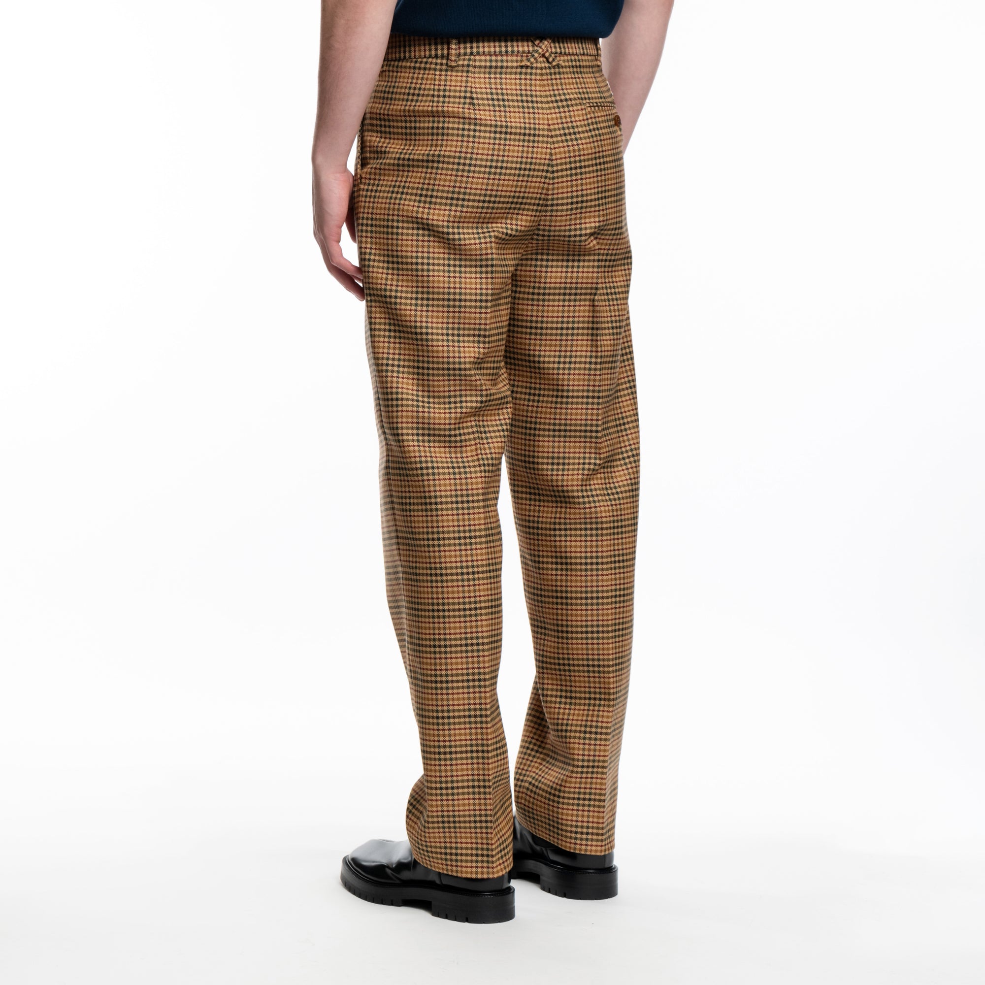 Kenzo Checked Pleated Tailored Pants Dark Camel - 4