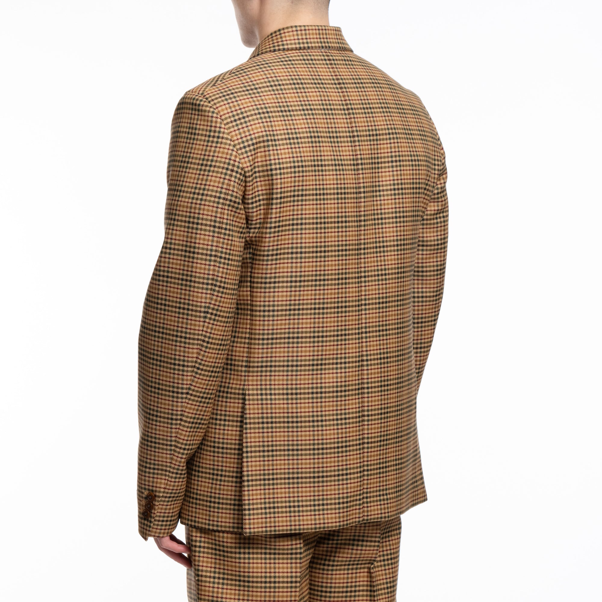 Kenzo Checked 3 Button Slim Jacket Dark Camel - 3