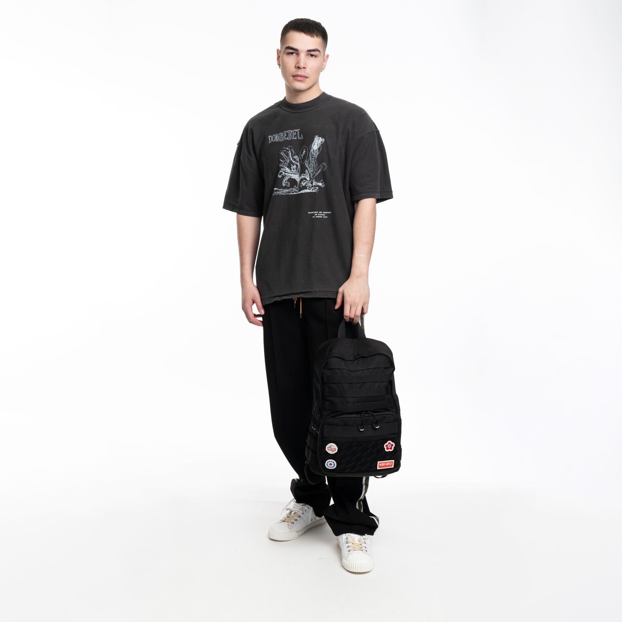 Dom Rebel Comic Kick T-Shirt Faded Black - 2