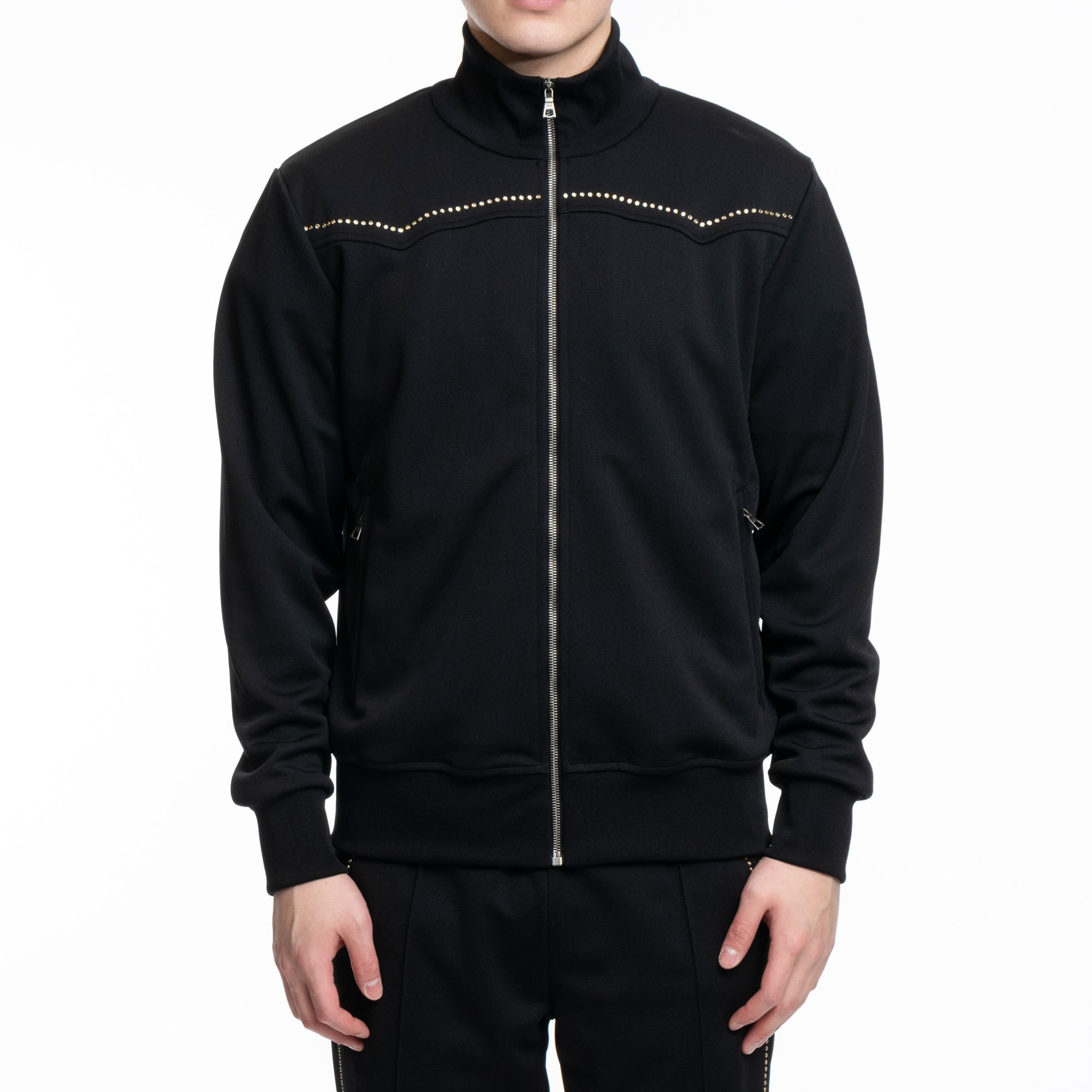 Palm Angels Monogram Stud Track Jacket Black - 1