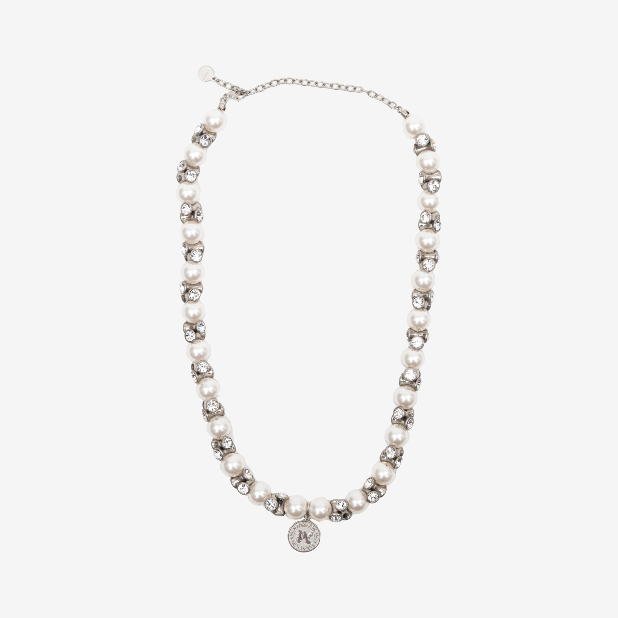 Palm Angels Monogram Pearls Necklace Silver - 1