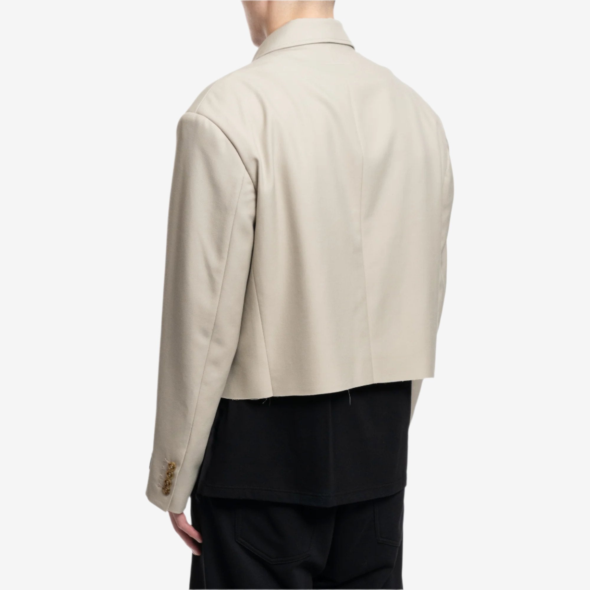 MM6 Oversized Cropped Suit Jacket Stone - 4