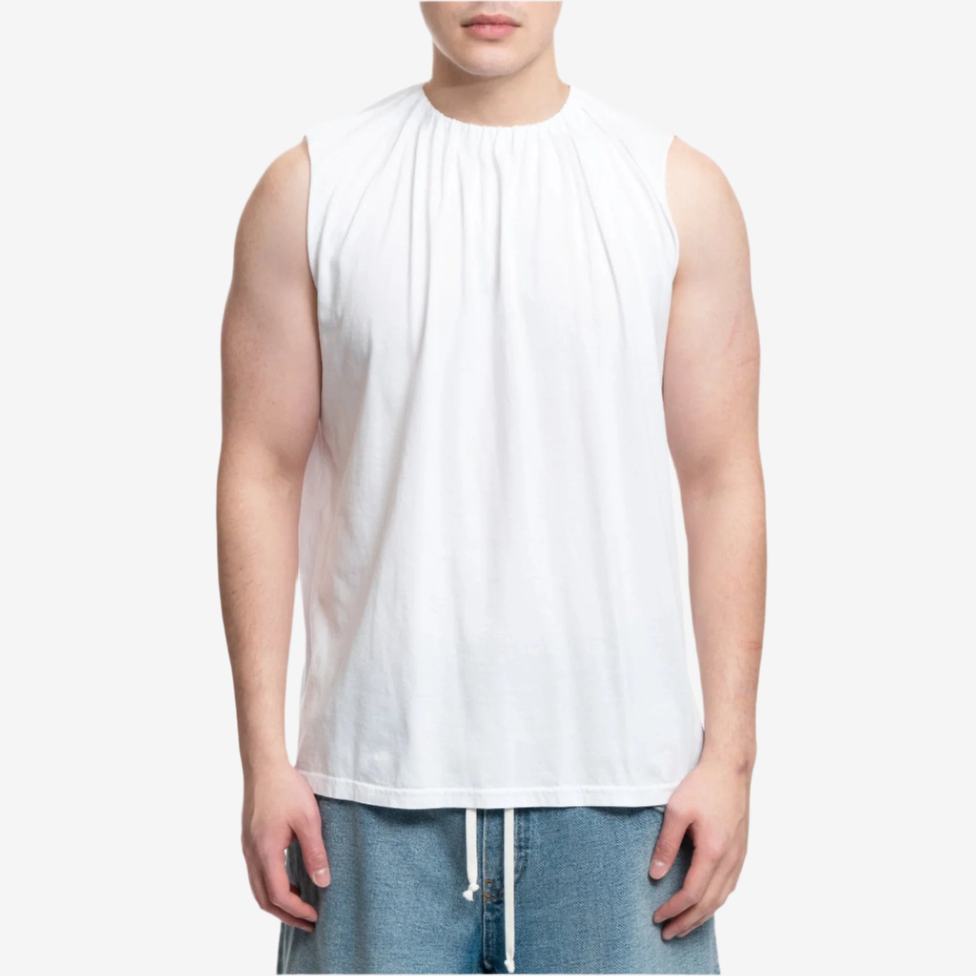 MM6 Gathered Collar T-Shirt White - 1