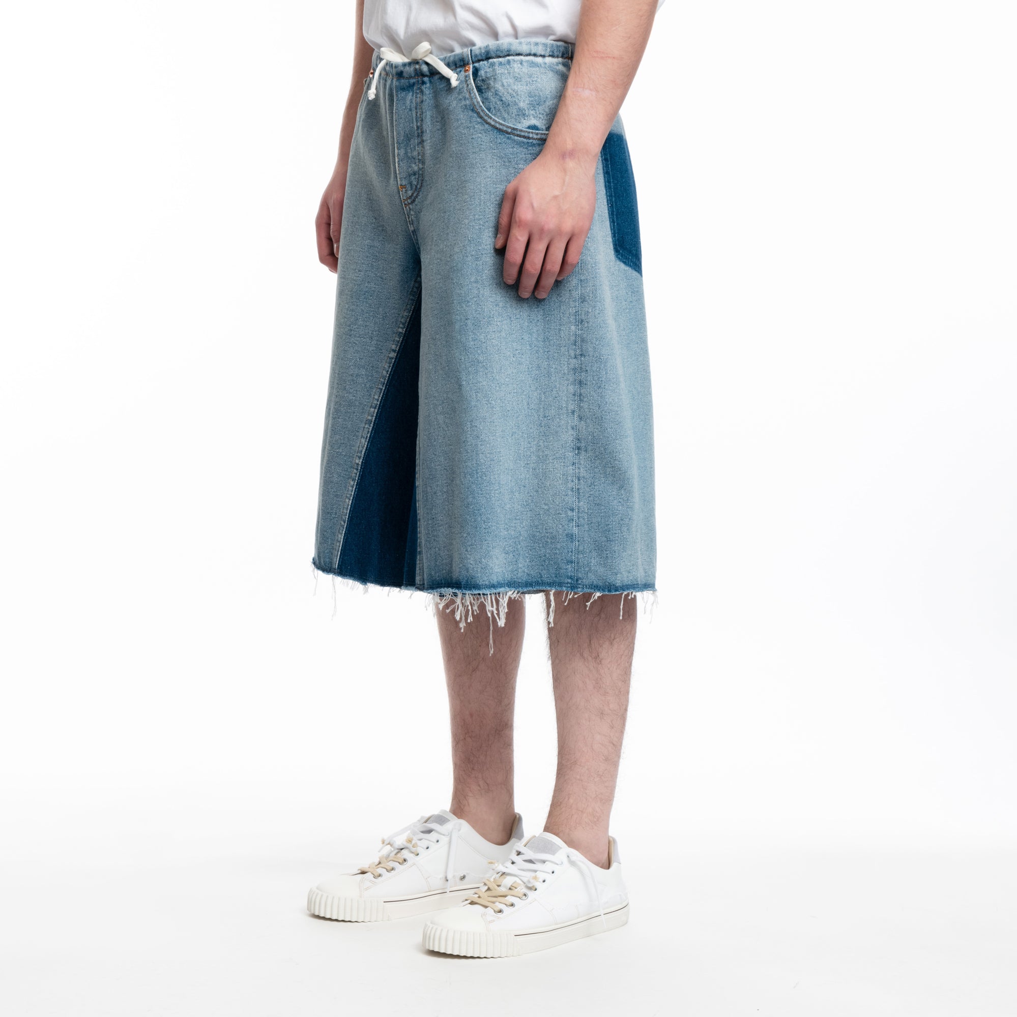 MM6 Raw Dyed Denim Shorts Light Blue - 3