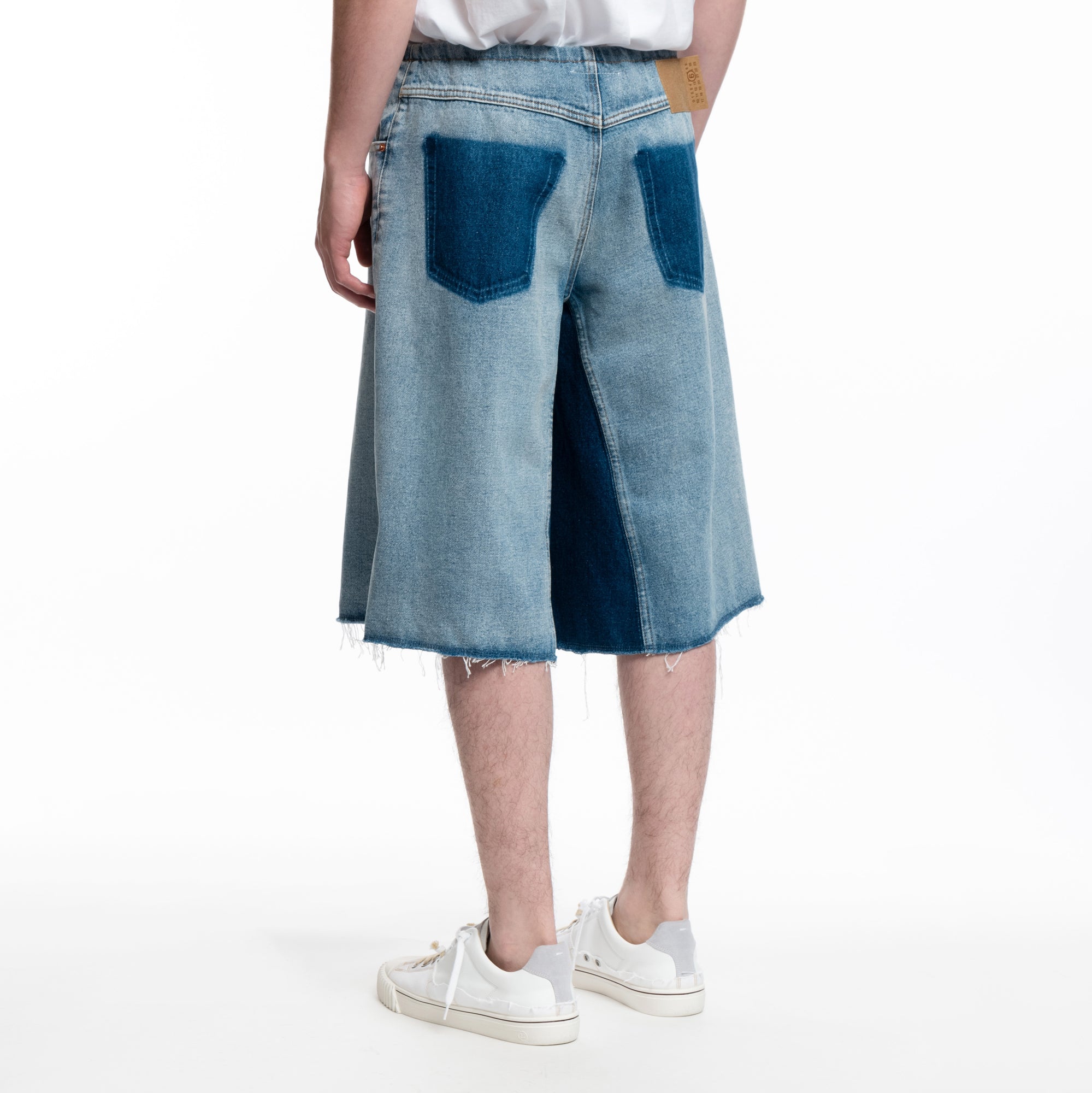MM6 Raw Dyed Denim Shorts Light Blue - 4