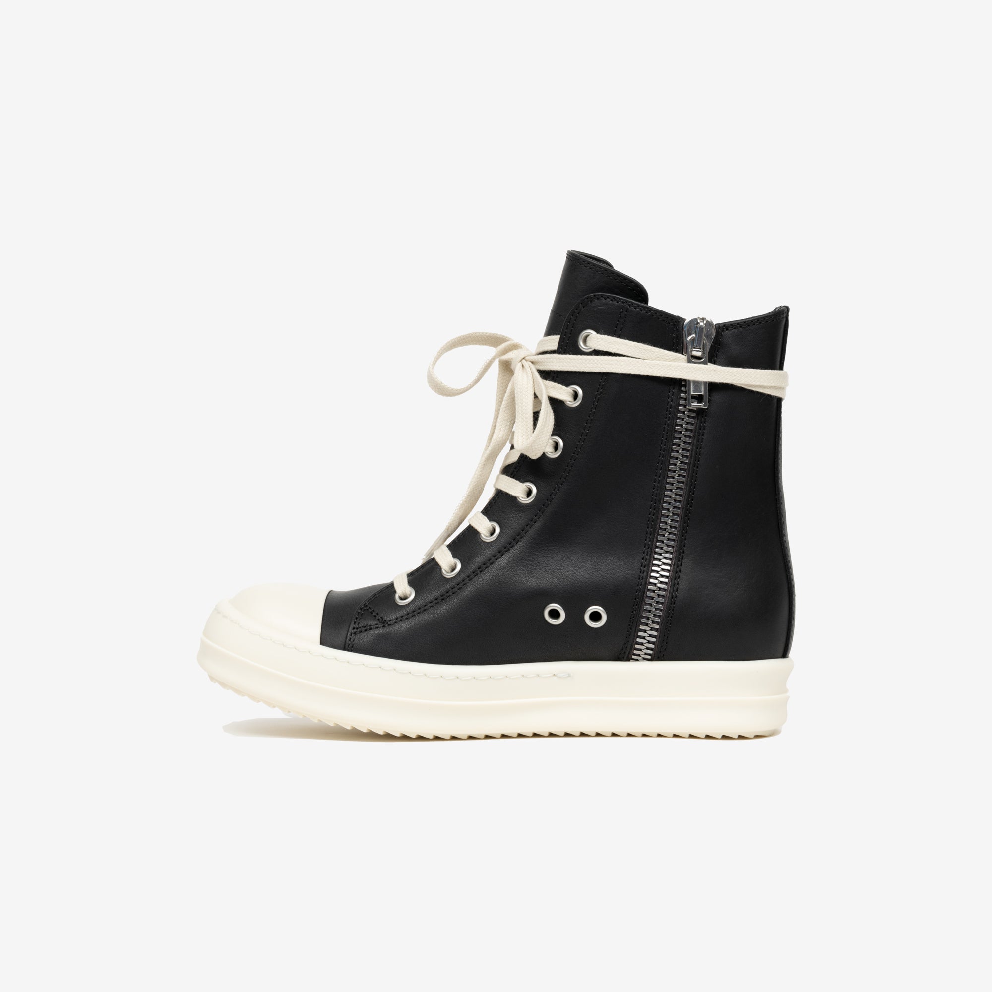 Rick Owens High - Top Leather Sneakers Black - 4