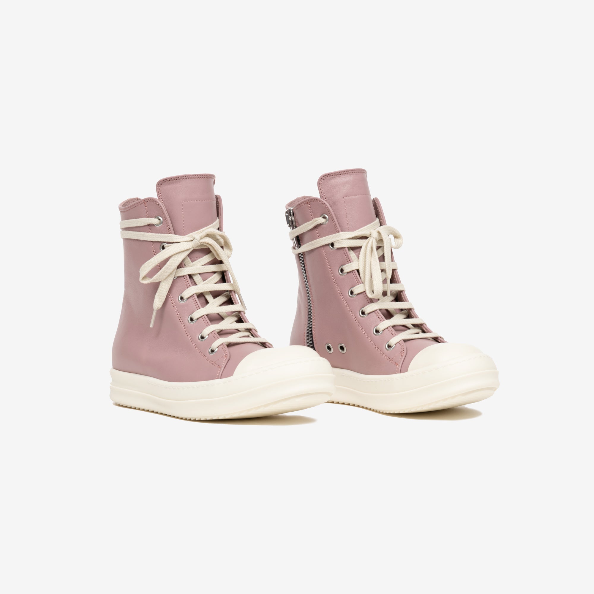 Rick Owens Womens Dusty Pink High - Top Leather Sneakers Dusty Pink - 1