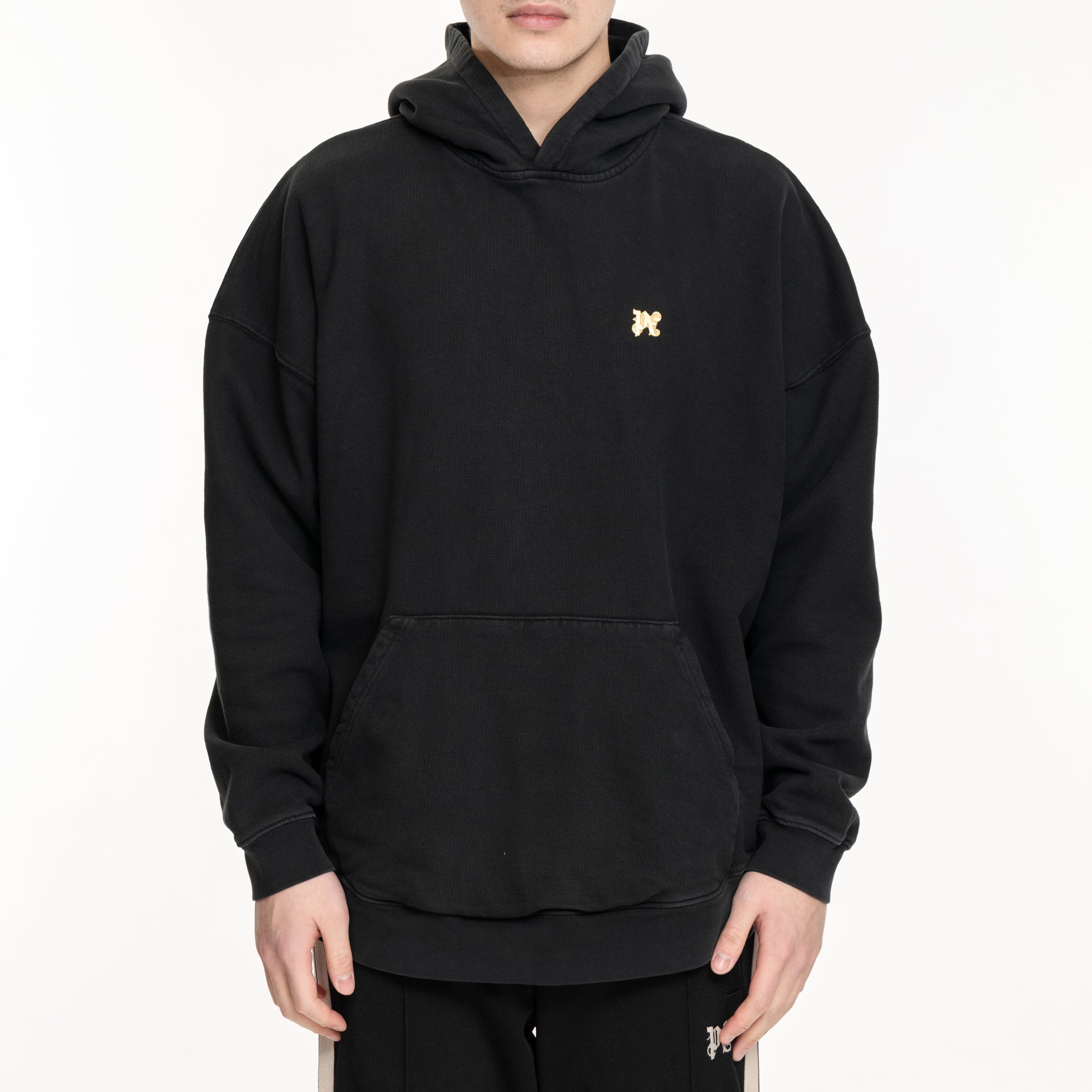 Palm Angels Back Burning Monogram Hoody Black - 1