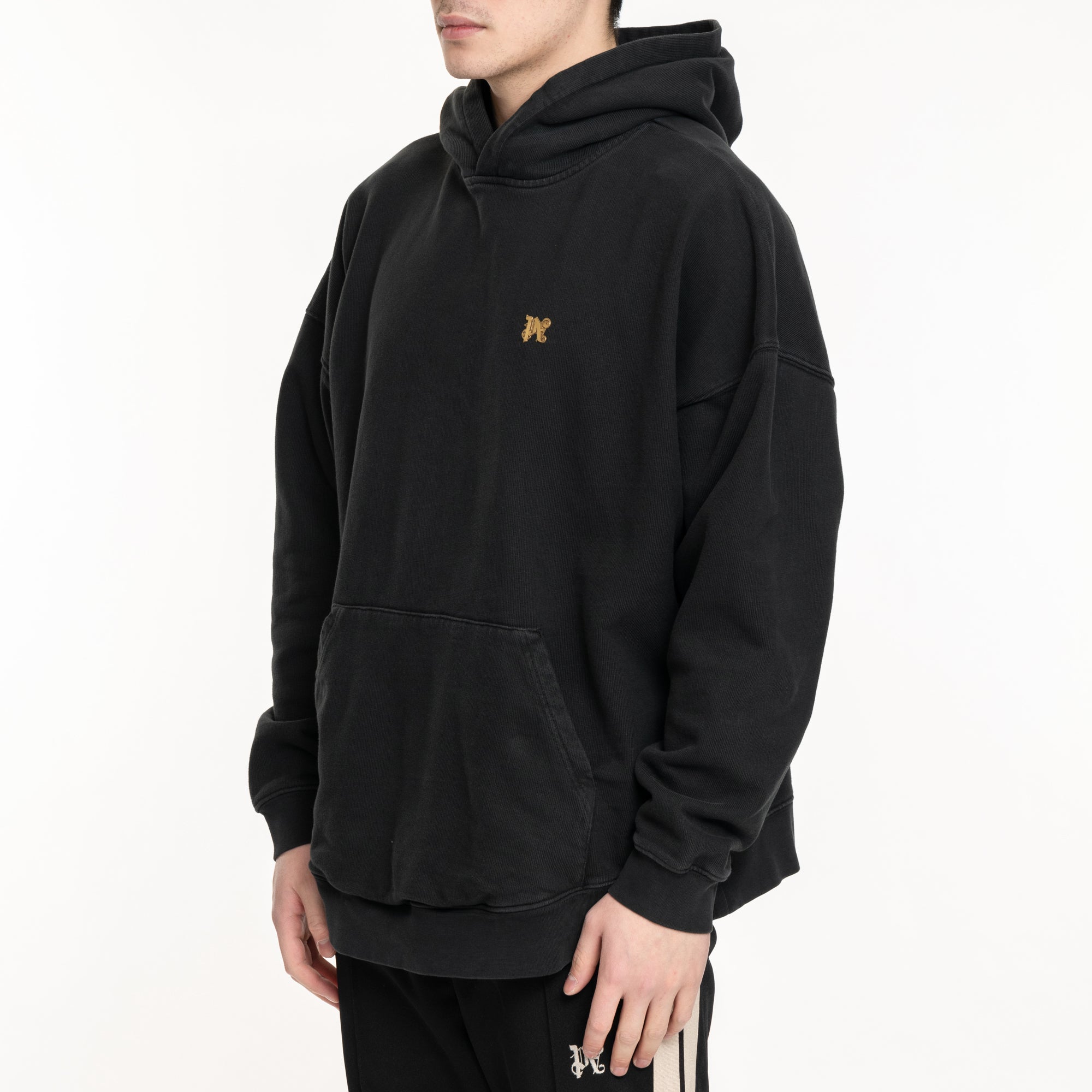 Palm Angels Back Burning Monogram Hoody Black - 3
