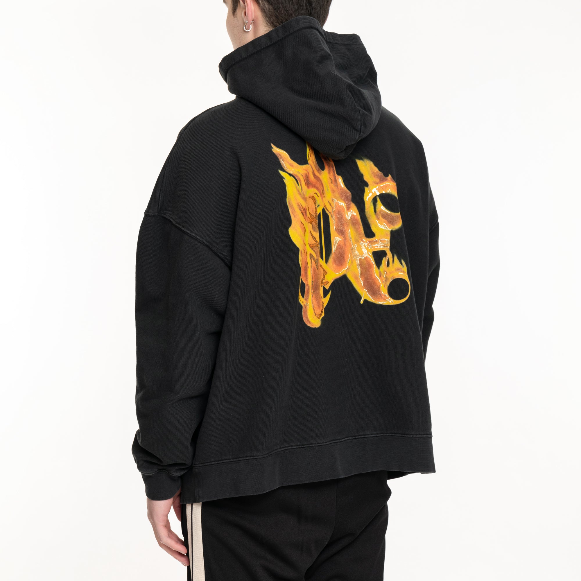 Palm Angels Back Burning Monogram Hoody Black - 4
