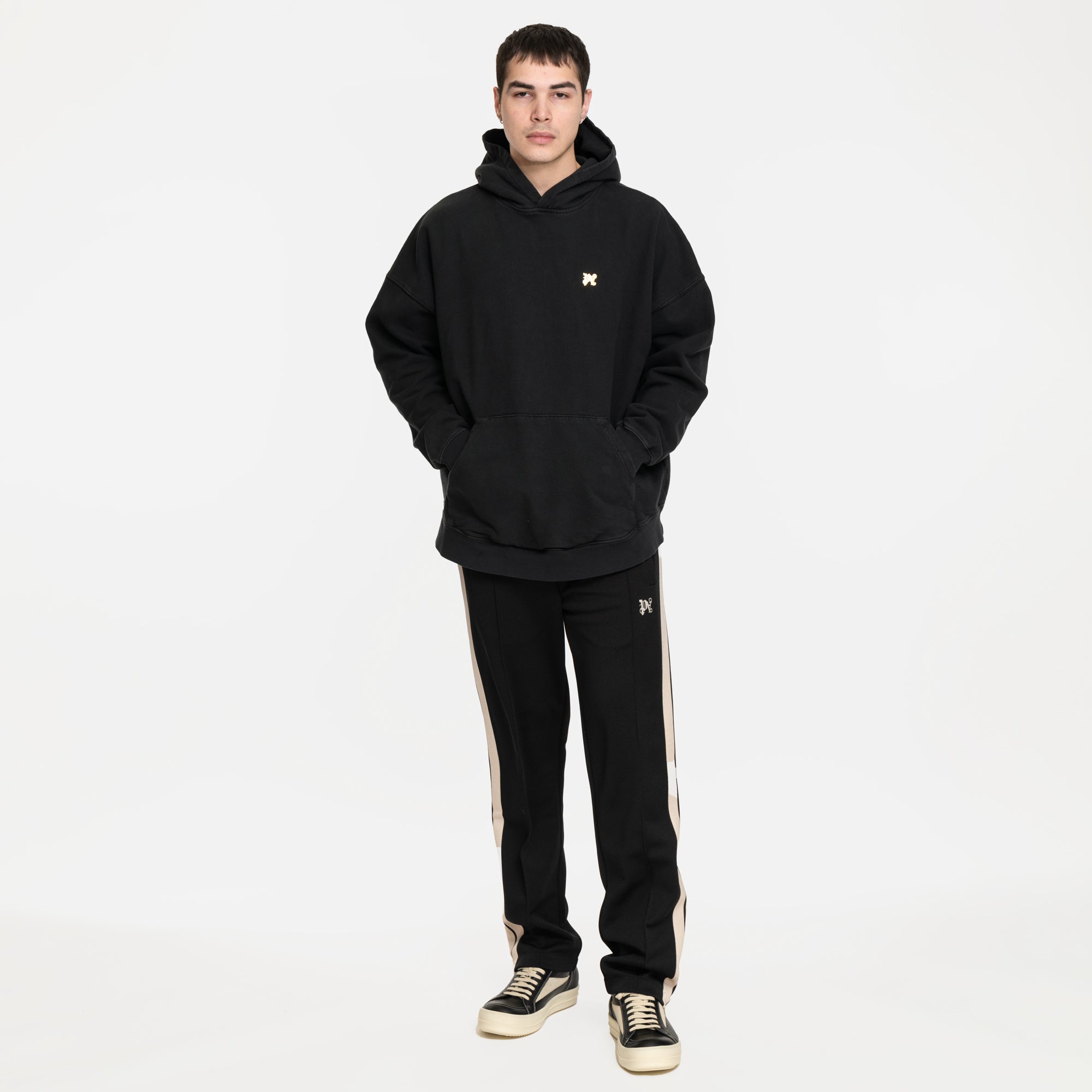 Palm Angels Back Burning Monogram Hoody Black - 2