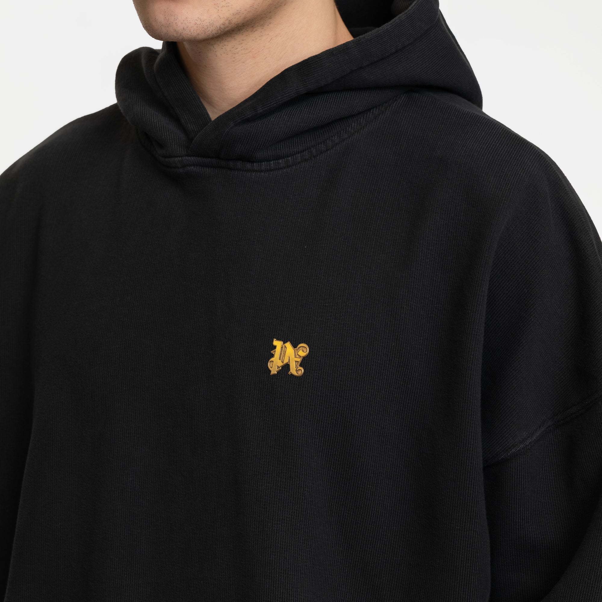 Palm Angels Back Burning Monogram Hoody Black - 5