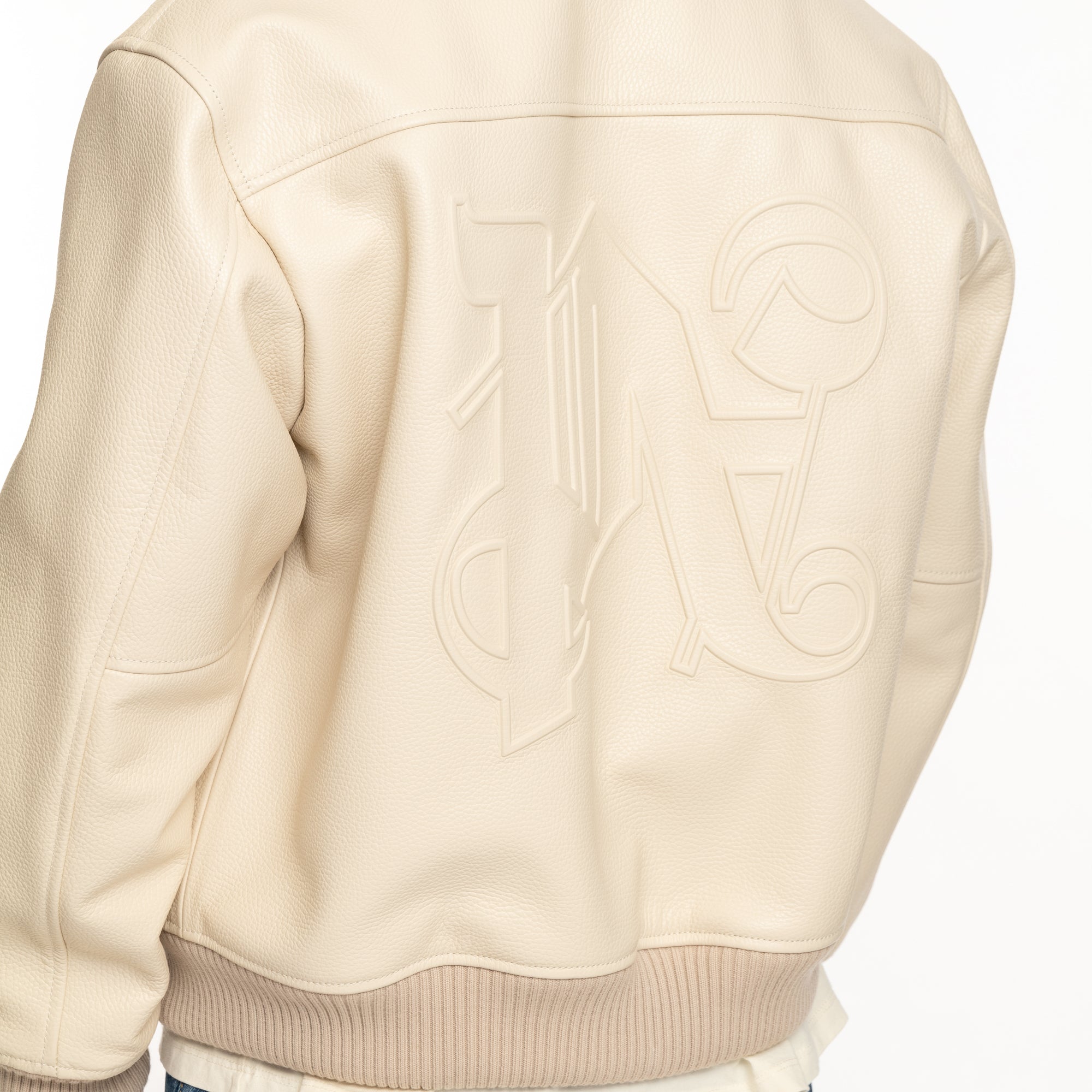 Palm Angels Monogram Leather Bomber Beige - 6