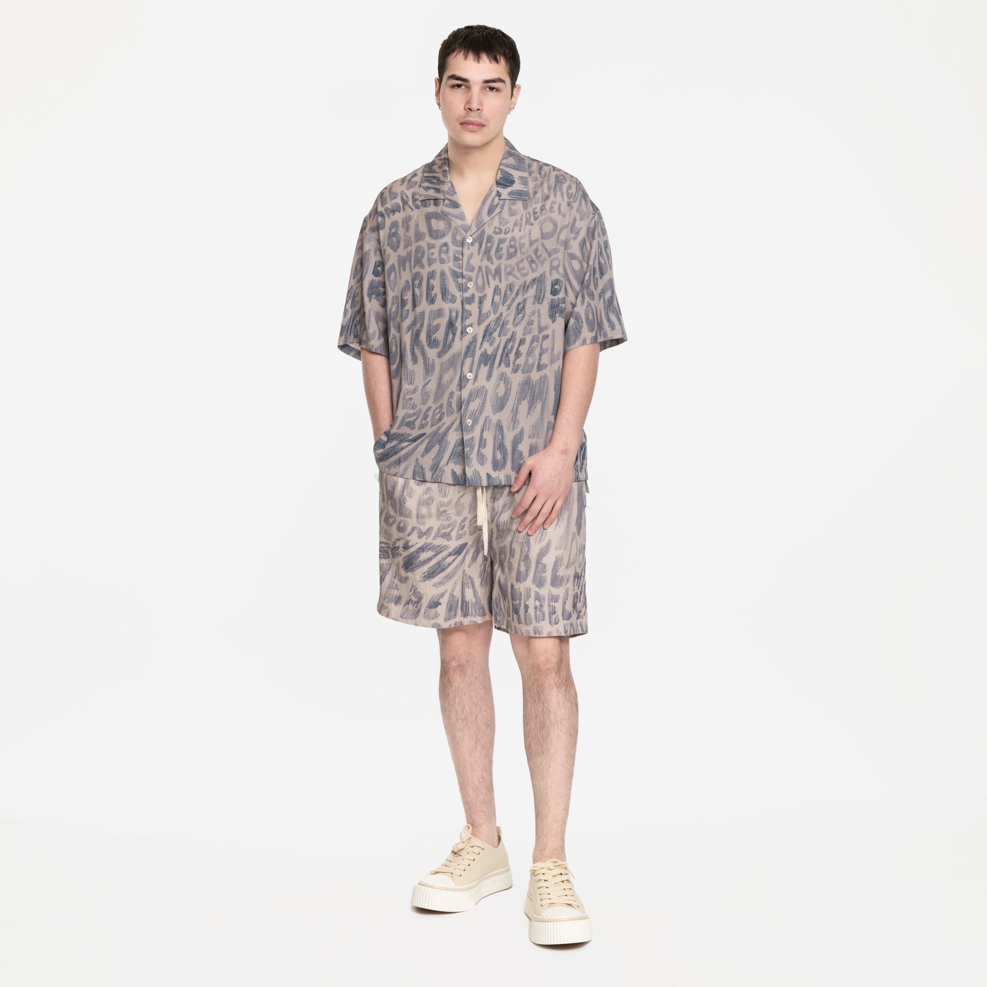 Dom Rebel New Wave Camp Collar Shirt Beige - 2
