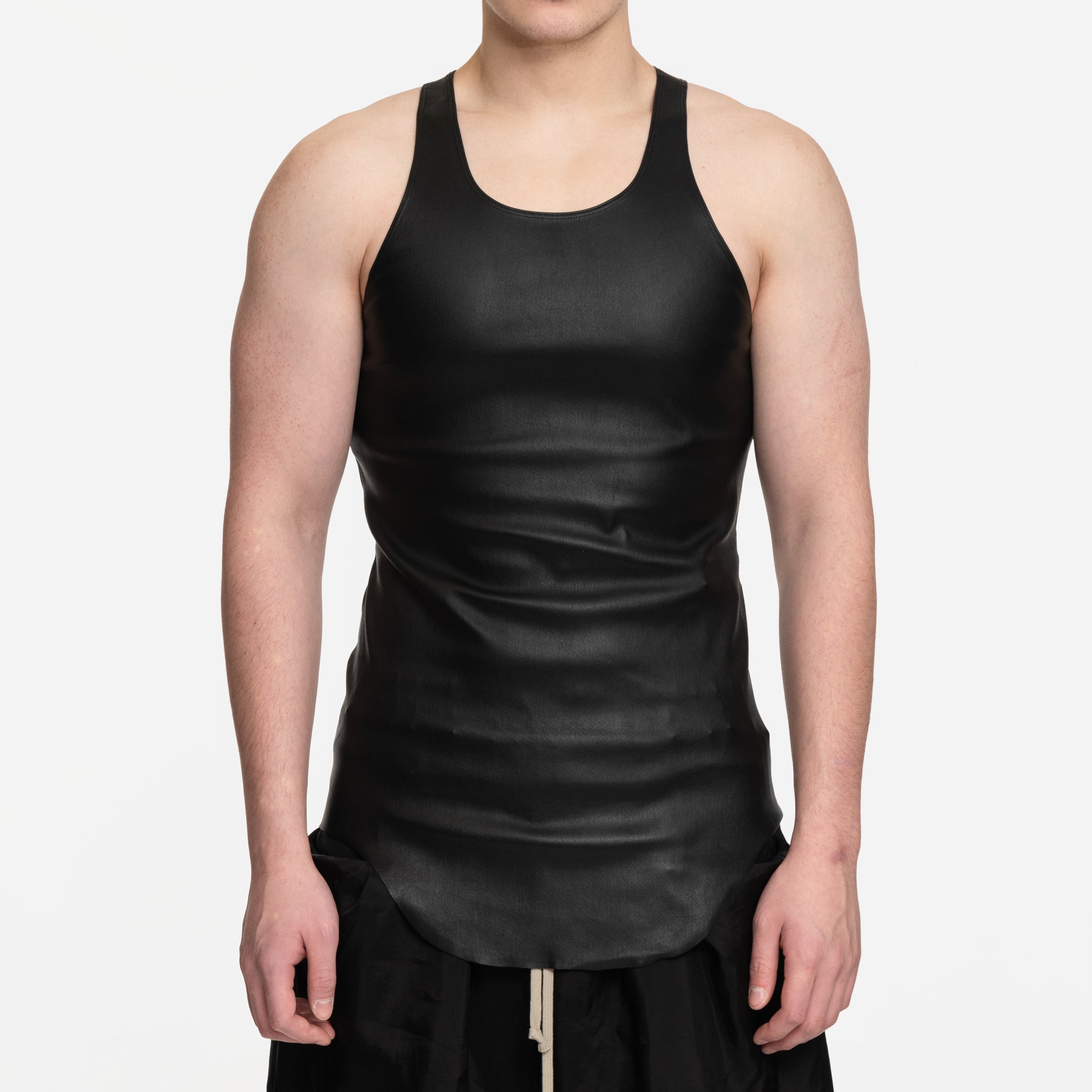 Rick Owens Leather Tank Top Black - 1