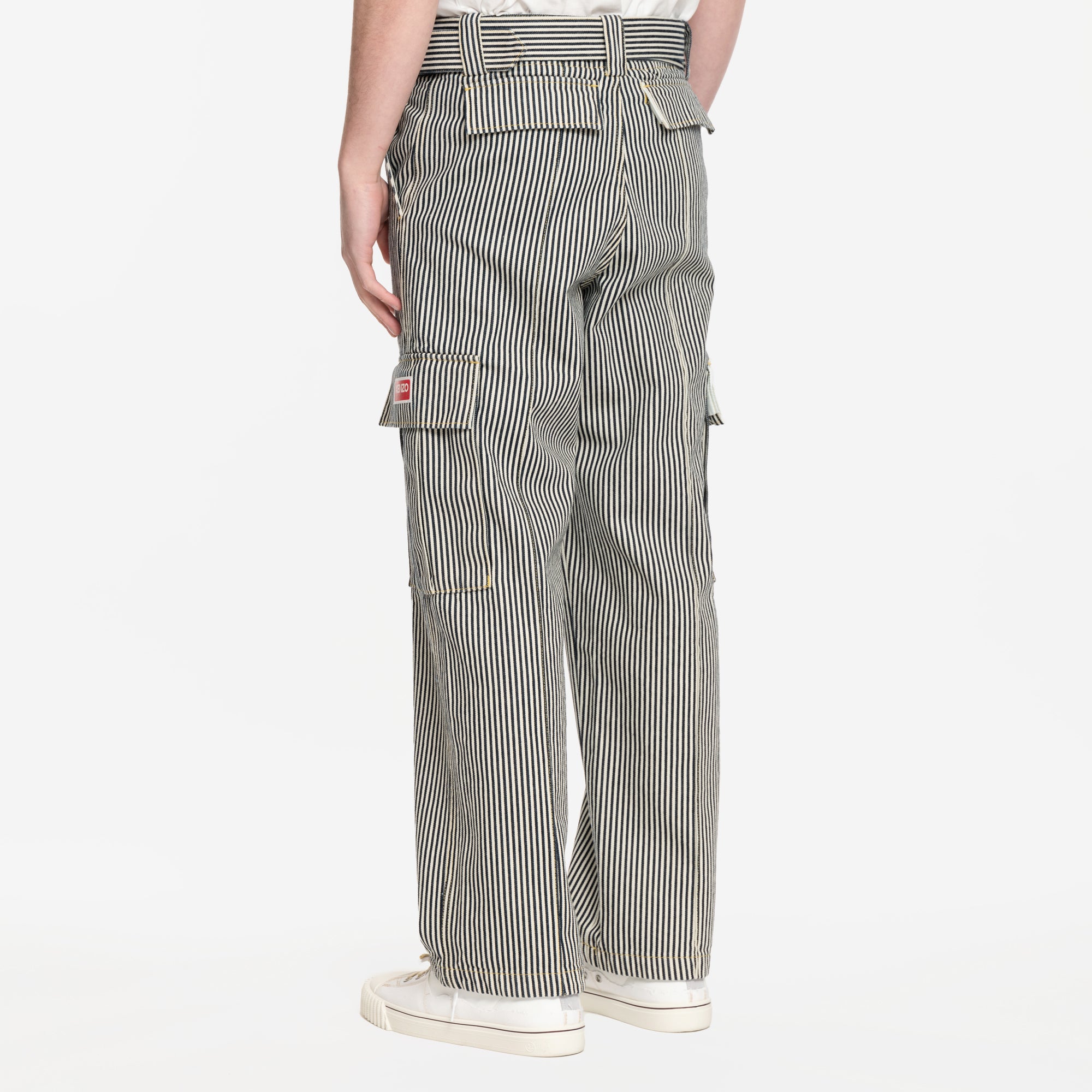 Kenzo Striped Army Straight Jeans Rinse Blue - 4