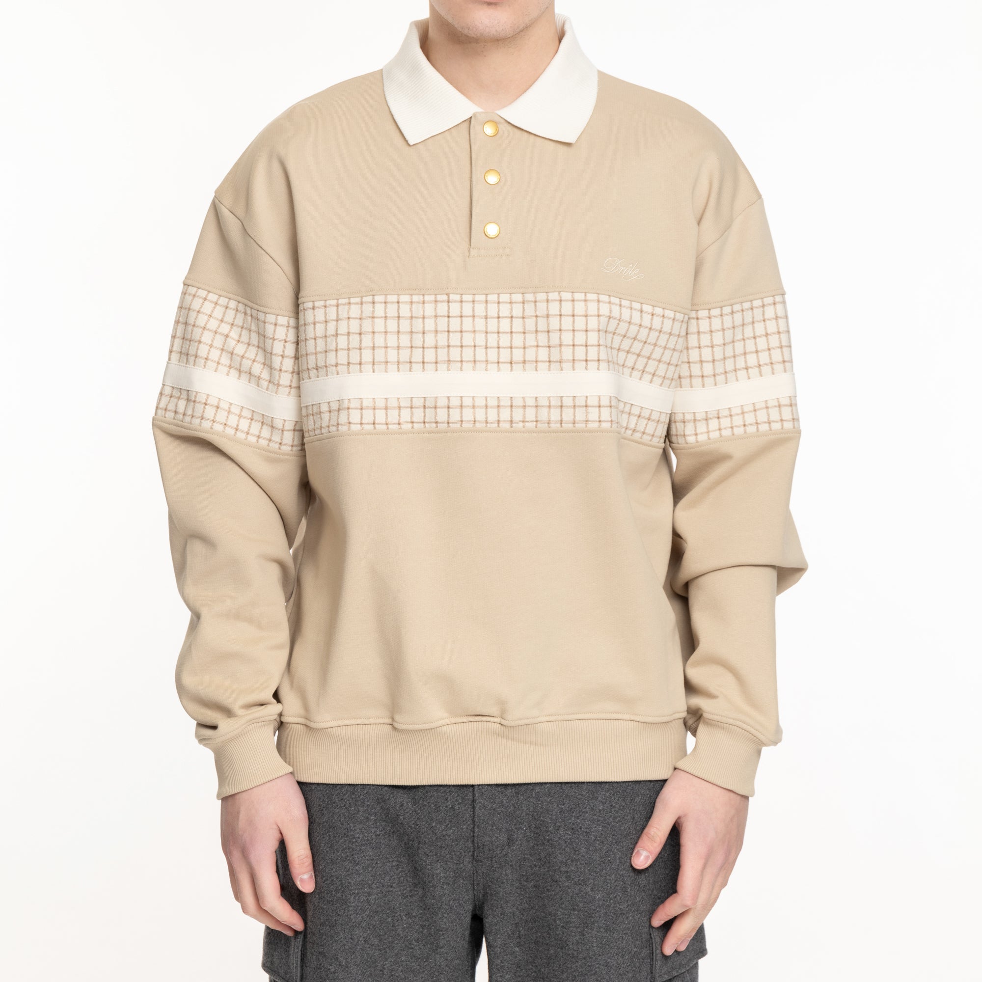 Drôle de Monsieur Le Polo a Bandes Taupe - 1