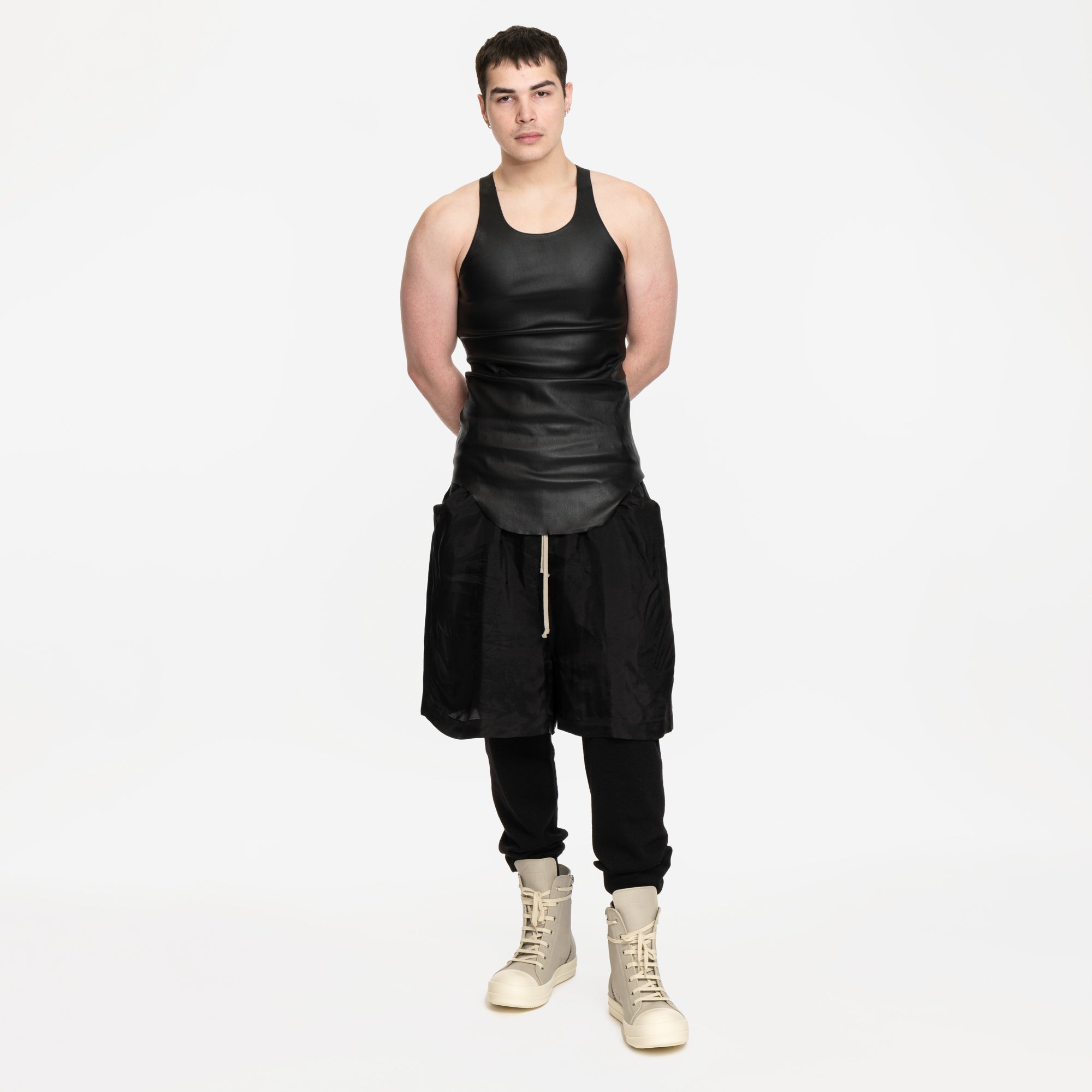Rick Owens Leather Tank Top Black - 2