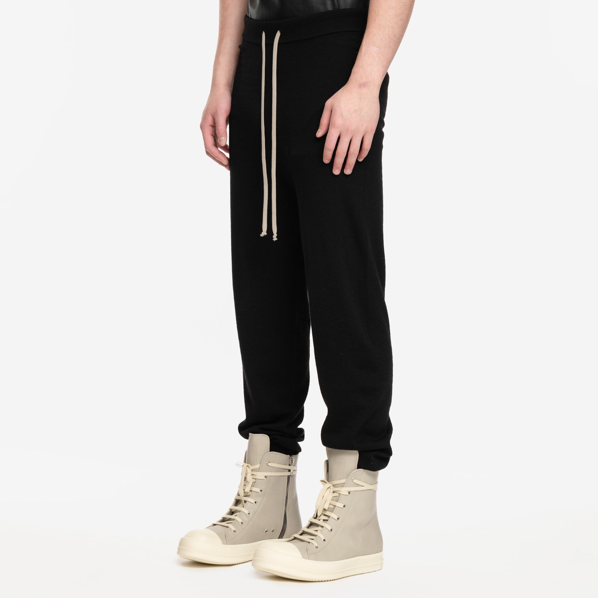 Rick Owens Wool Track Pants Black - 3