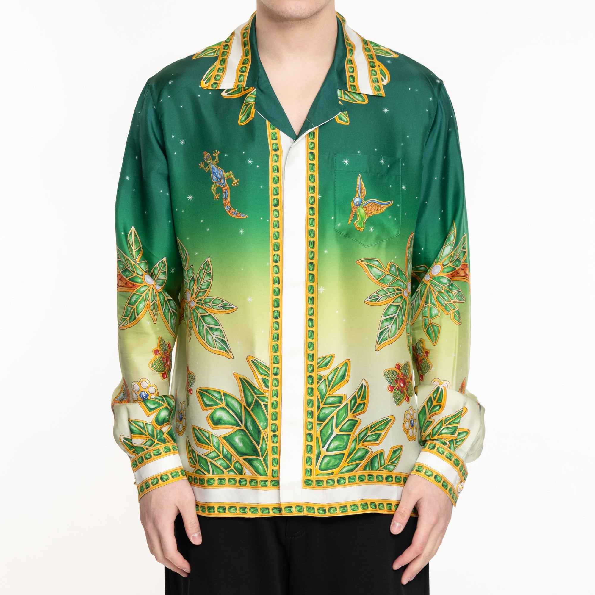 Casablanca Joyaux Dafrique LS Silk Shirt Green - 1